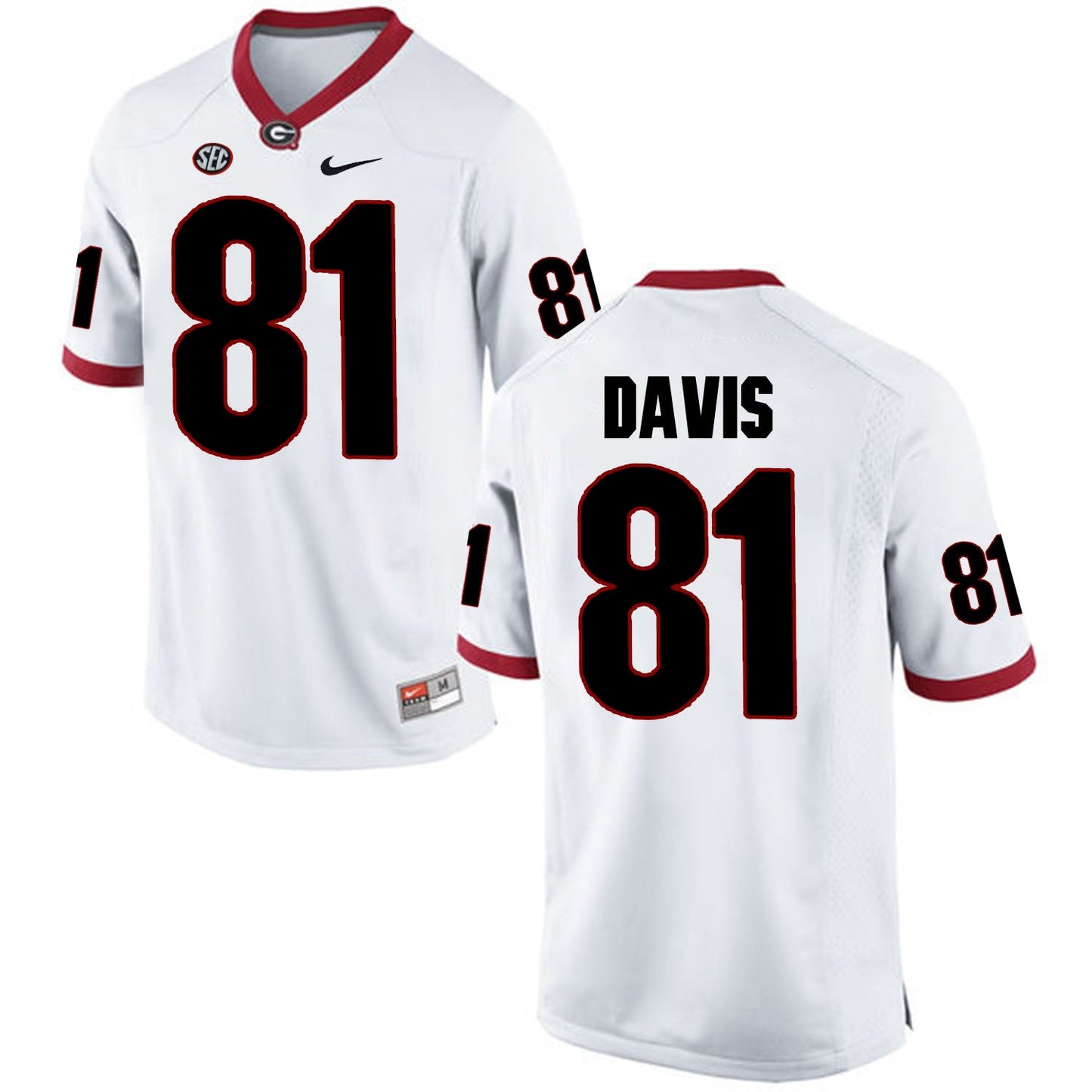 Reggie Davis 81 White Style 1 College Football Jersey football jersey product view 1