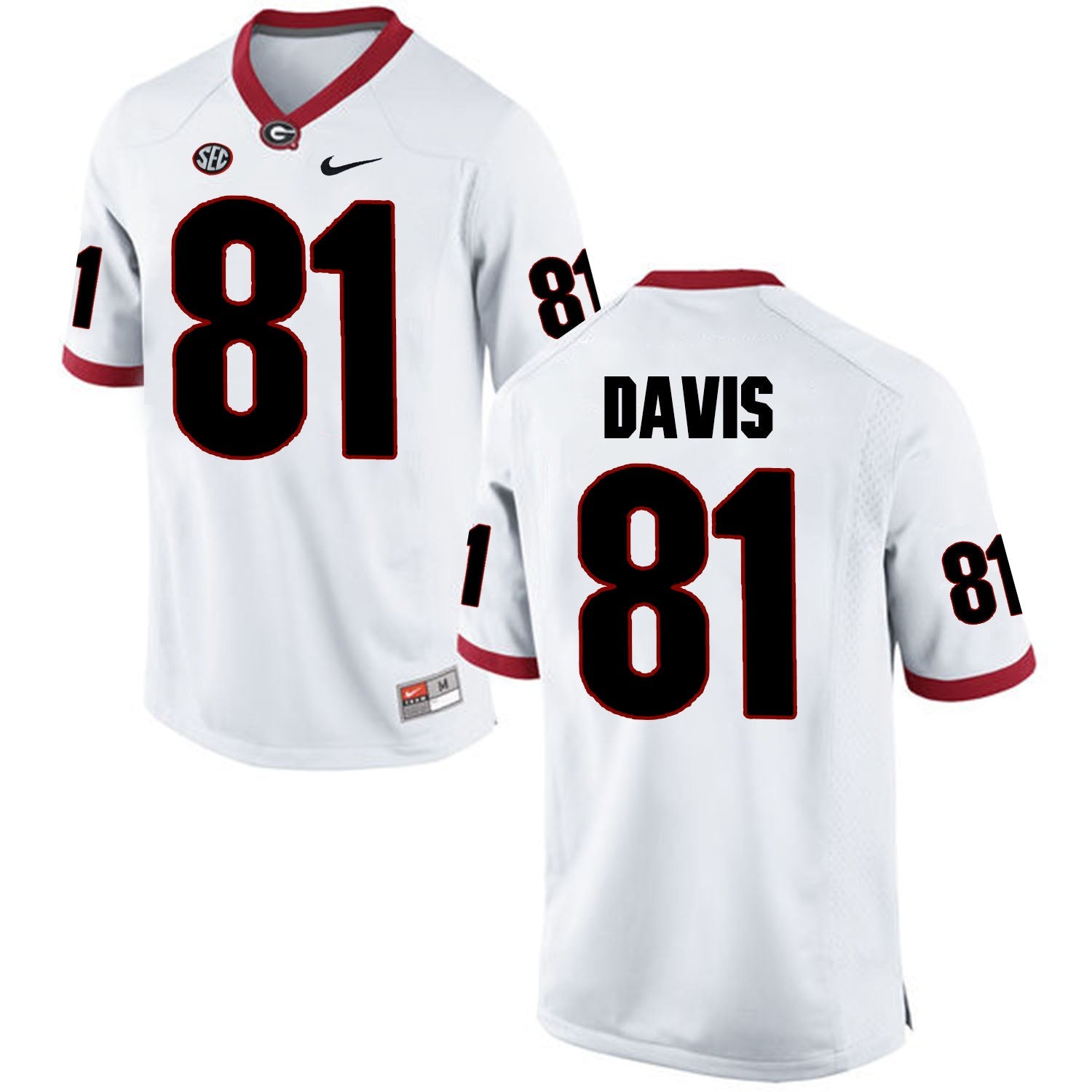 Reggie Davis 81 White Style 1 College Football Jersey football jersey product view 1