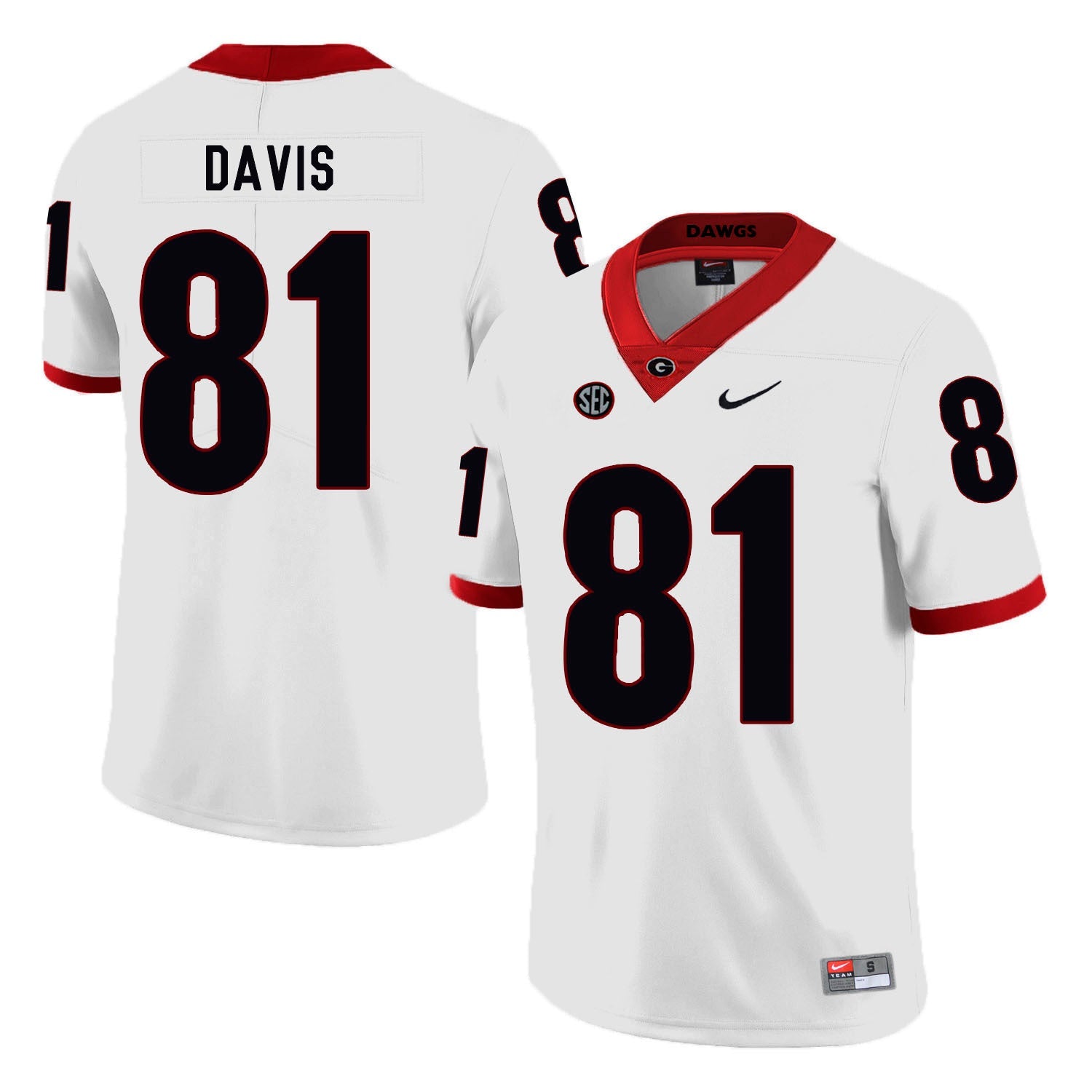 Reggie Davis 81 White Style 2 College Football Jersey football jersey product view 1