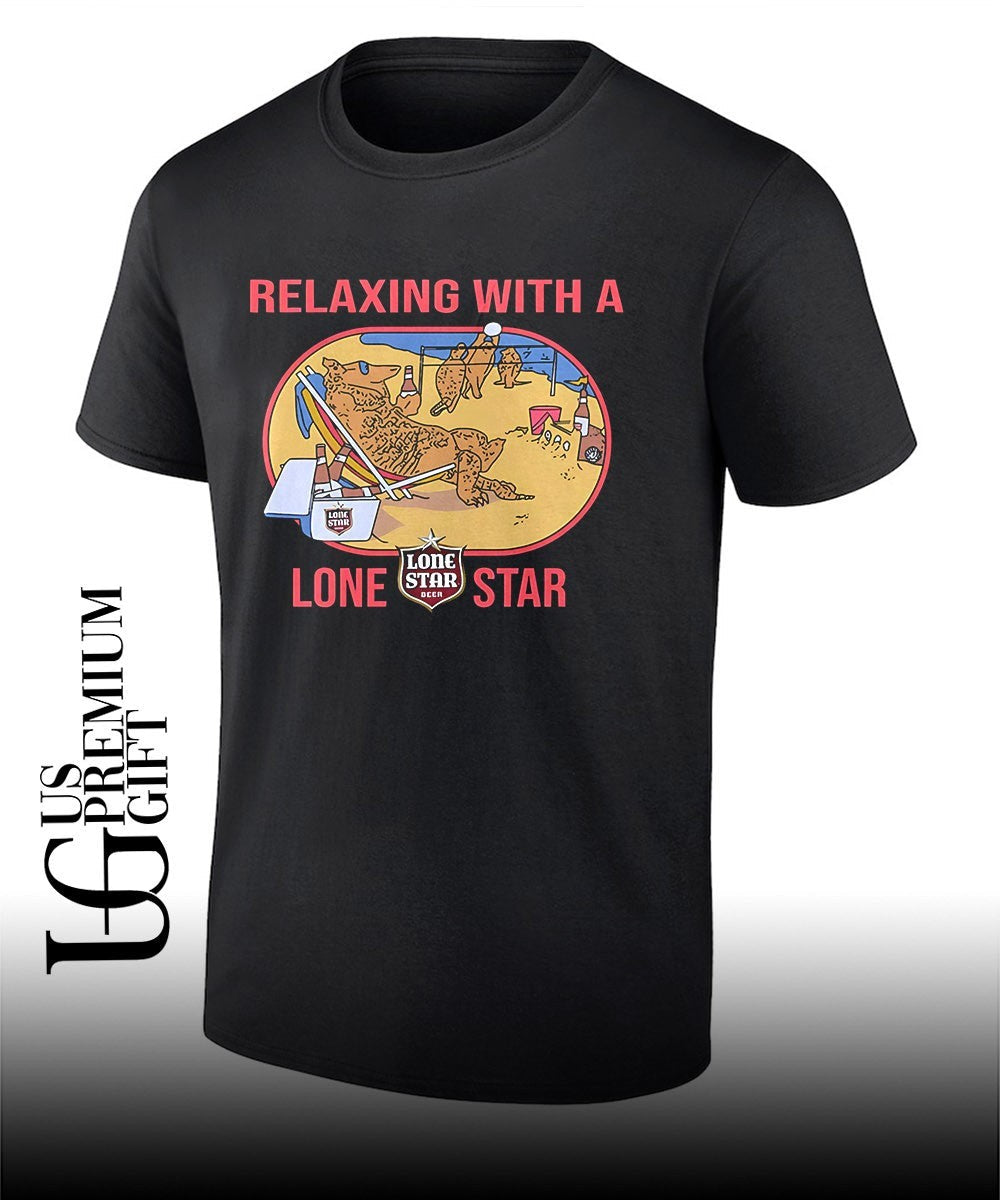 Relaxing with a Lone Star Beer shirt Unisex T-shirt, Sweatshirt, Hoodie, Long Sleeve Tee - T-Shirt, Sweatshirt, Hoodie