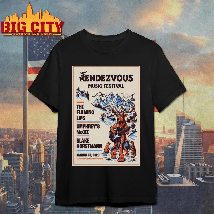 Rendezvous Music Festival 3.28.2026 Teton Village WY Poster Shirt Unisex T-shirt, Sweatshirt, Hoodie, Long Sleeve Tee - T-Shirt, Sweatshirt, Hoodie