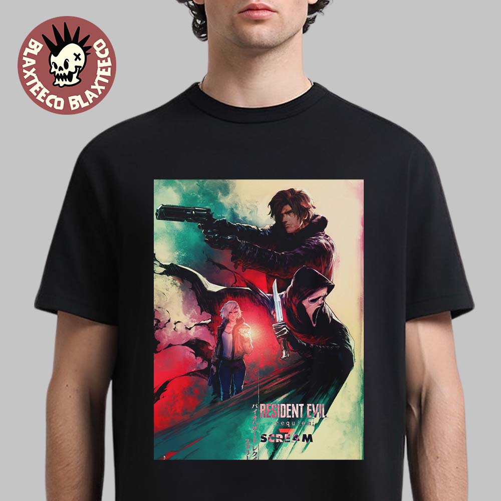 Resident Evil Requiem x SCREAM 7 Collab Poster T-Shirt Unisex T-shirt, Sweatshirt, Hoodie, Long Sleeve Tee - T-Shirt, Sweatshirt, Hoodie