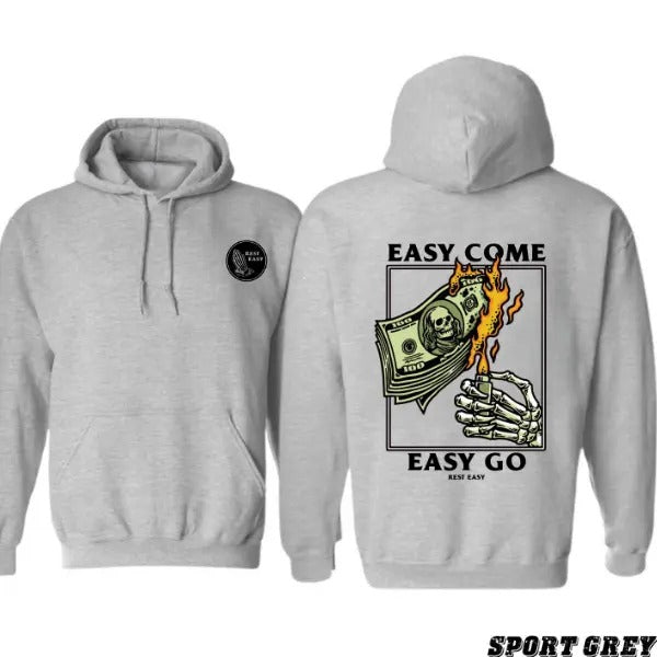 Rest Easy Skeleton Hand Burning Money Message Come Go - Adult & Kids T-Shirts, Sweatshirts & Hoodies apparel design preview 1