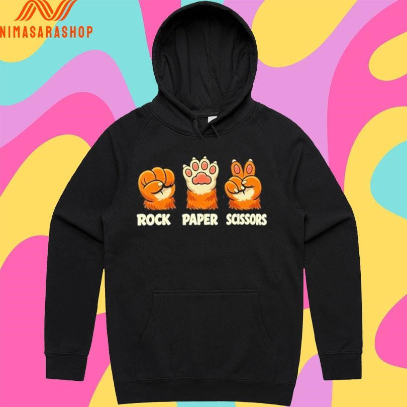 Retro Rock Paper Scissors Cat Paw Humor Pet Lover - Adult & Kids T-Shirts, Sweatshirts & Hoodies apparel design preview 2