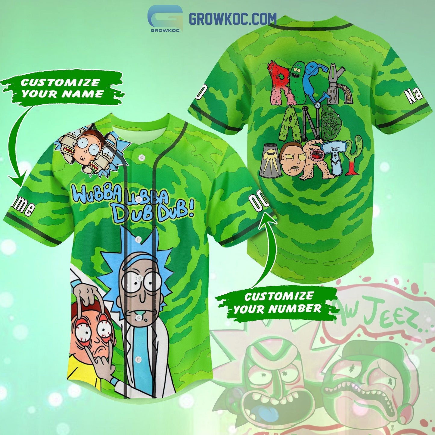 Rick And Mory Wubba Wubba Dub Dub Personalized Baseball Jersey baseball jersey product view 1