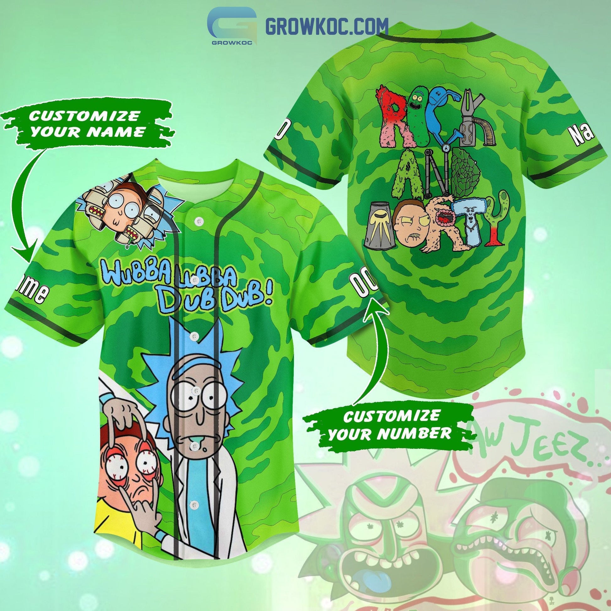Rick And Mory Wubba Wubba Dub Dub Personalized Baseball Jersey baseball jersey product view 1