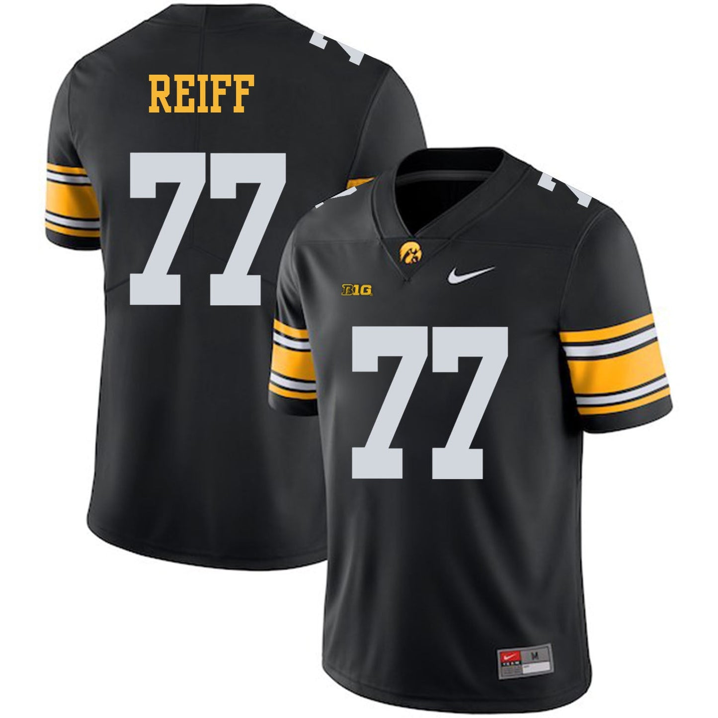 Riley Reiff 77 Black Style 1 College Football Jersey football jersey product view 1