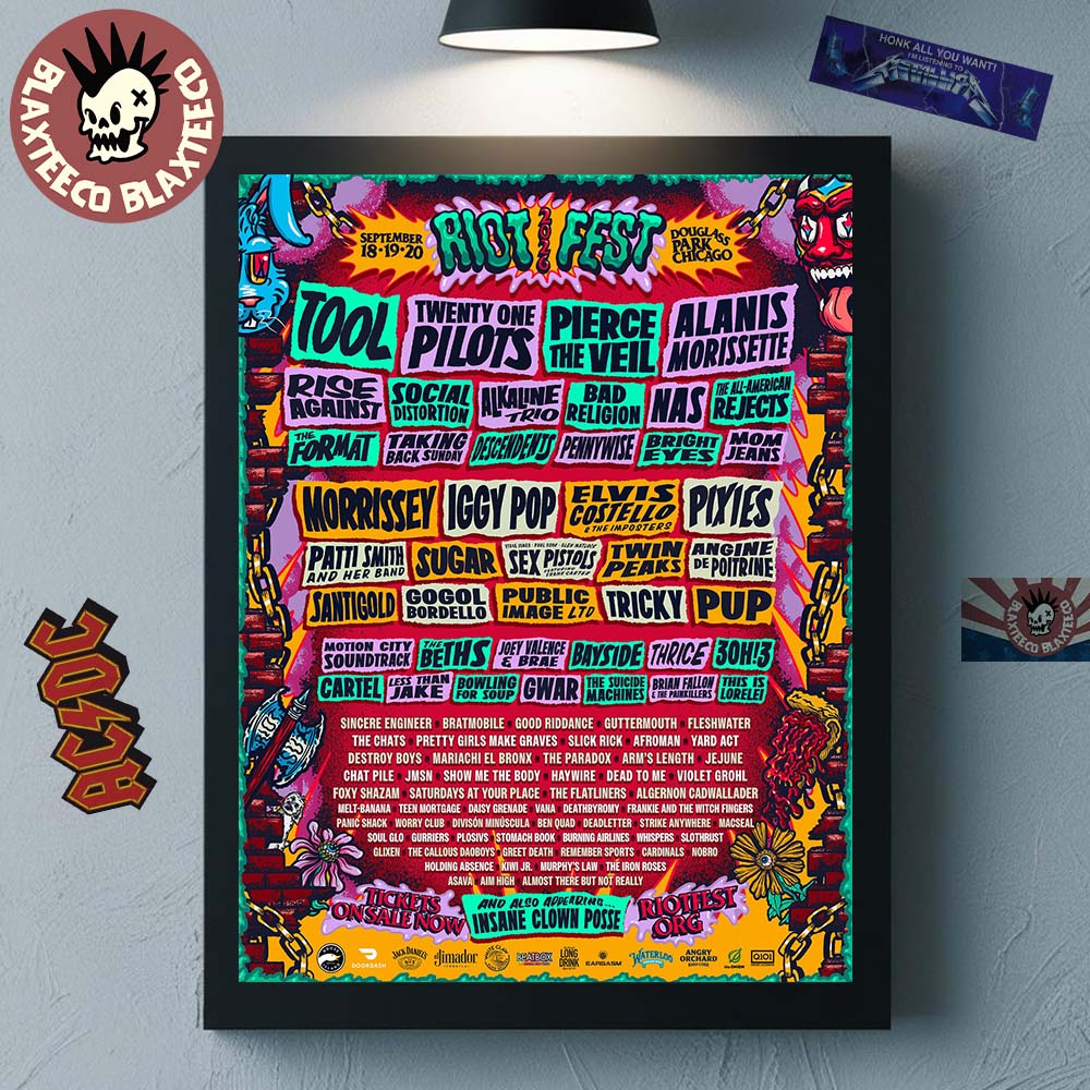 Riot Fest 2026 Full Lineup At Douglass Park Chicago On September 18 19 20 2026 Home Decor Poster Canvas - T-Shirt, Sweatshirt, Hoodie