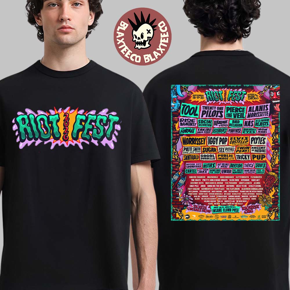 Riot Fest 2026 Full Lineup At Douglass Park Chicago On September 18 19 20 2026 Two Sided T-Shirt - T-Shirt, Sweatshirt, Hoodie