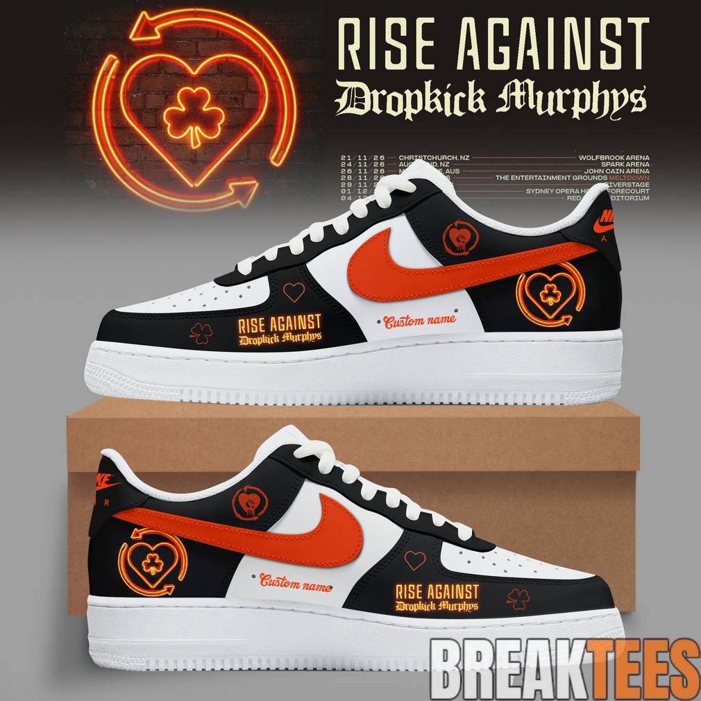 Rise Against x Dropkick Murphys Tour Black Riot Custom AF1 Shoes Unisex T-shirt, Sweatshirt, Hoodie, Long Sleeve Tee - T-Shirt, Sweatshirt, Hoodie