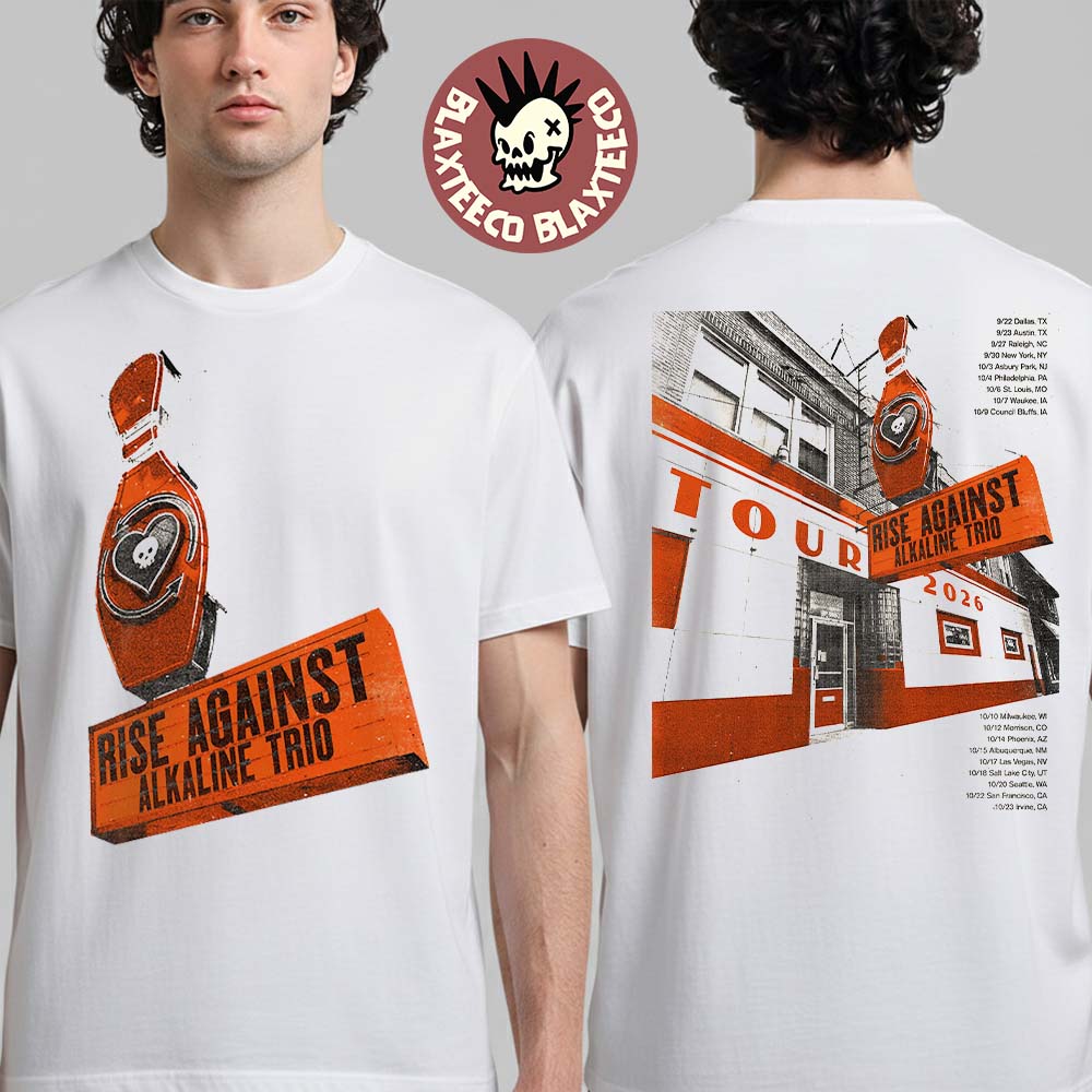 Rise Against With Alkaline Trio North America Tour 2026 Schedule Dates Two Sided T-Shirt Unisex T-shirt, Sweatshirt, Hoodie, Long Sleeve Tee - T-Shirt, Sweatshirt, Hoodie