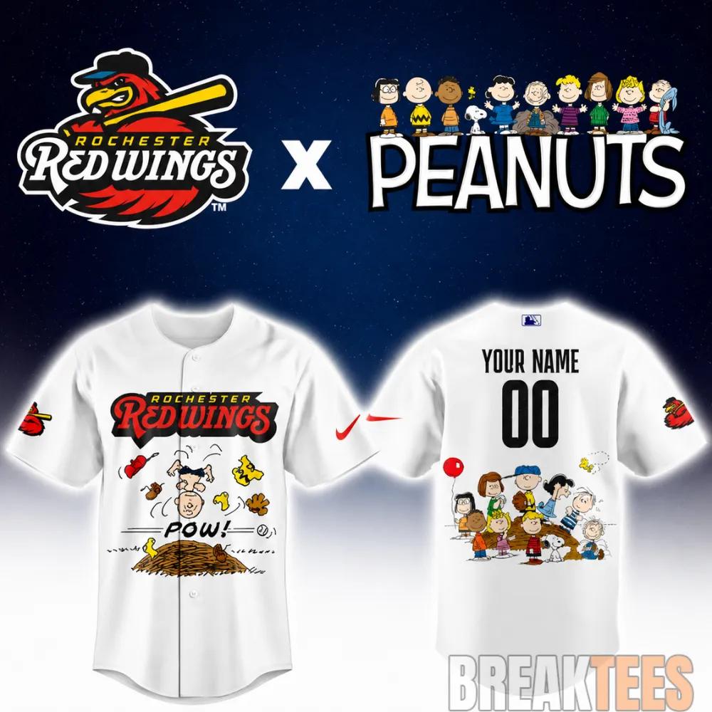 Rochester Redwings Peanuts Night MiLB 2026 Personalized Baseball Jersey Unisex T-shirt, Sweatshirt, Hoodie, Long Sleeve Tee - T-Shirt, Sweatshirt, Hoodie