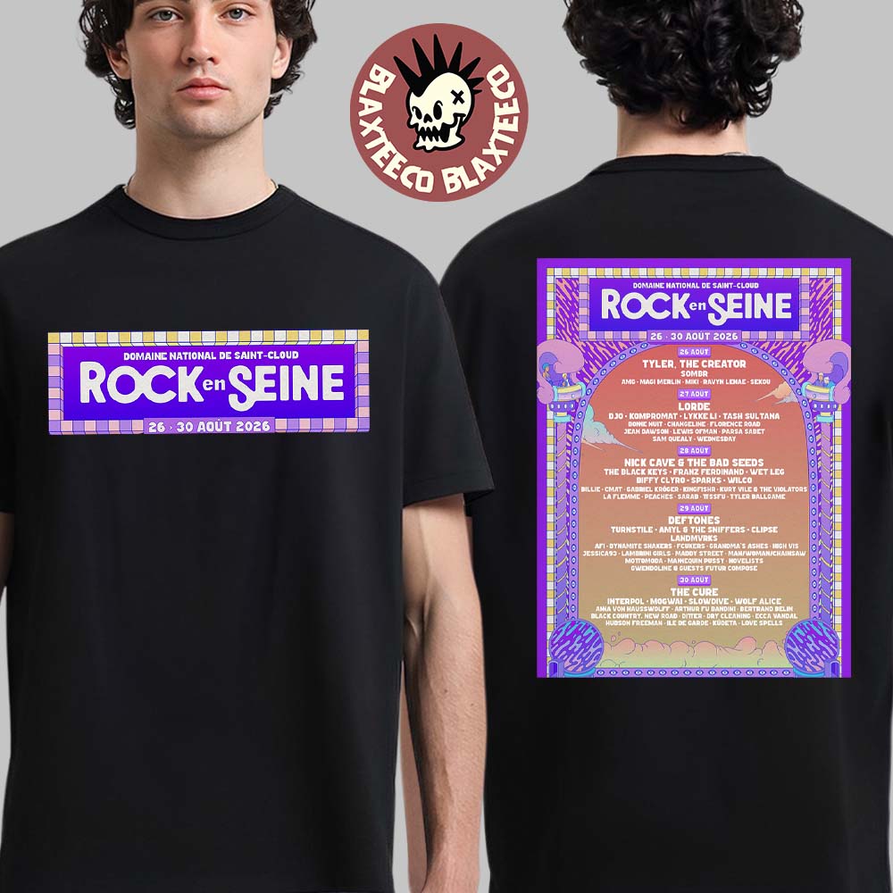 Rock En Seine 2026 Festival Lineup At Domaine National De Saint Cloud From 26 To 39 August 2026 Two Sided T-Shirt - T-Shirt, Sweatshirt, Hoodie