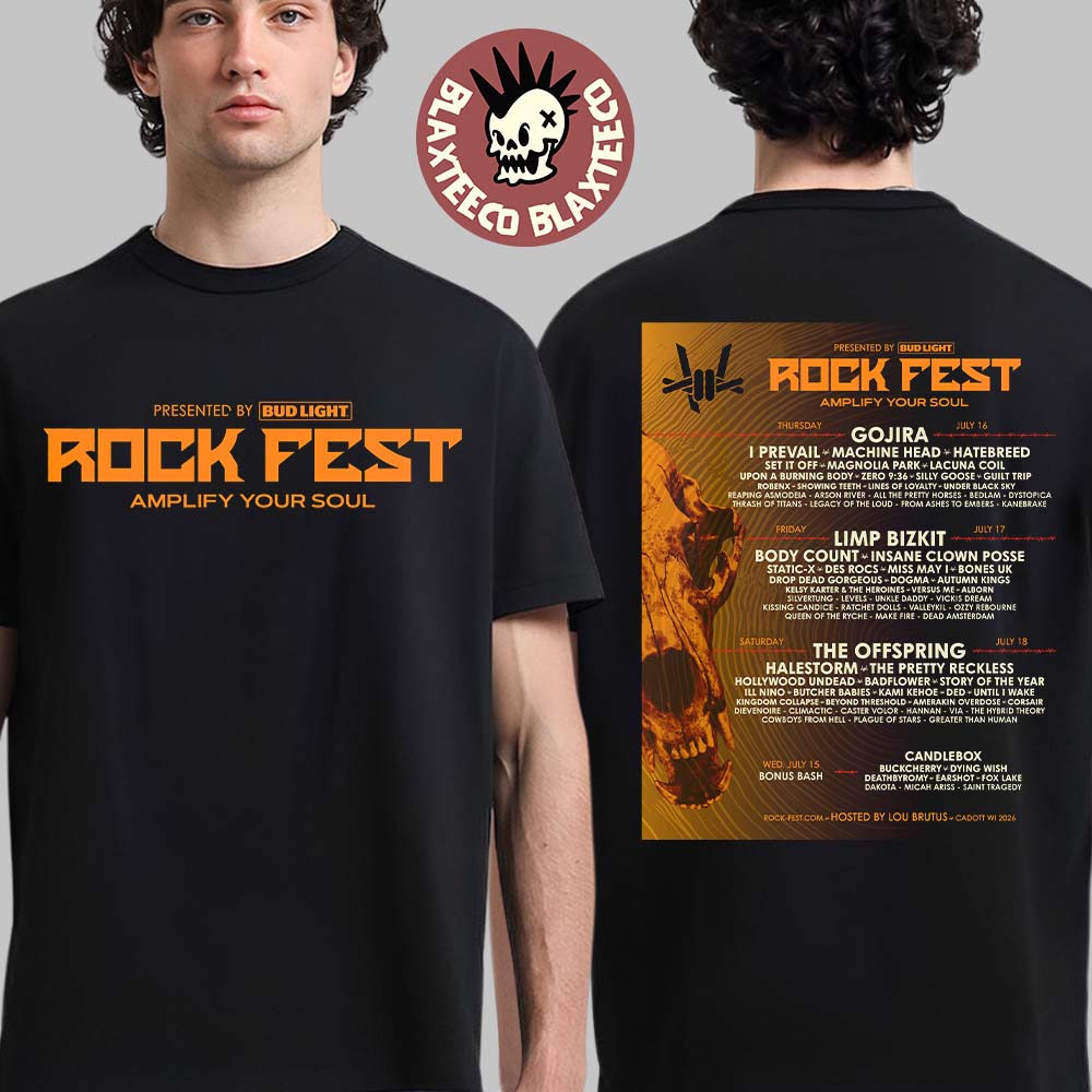 Rock Fest Wisconsin 2026 Amplify Your Soul Full Lineup On July 15 16 17 18 2026 In Cadott Wisconsin 2026 Two Sided T-Shirt - T-Shirt, Sweatshirt, Hoodie