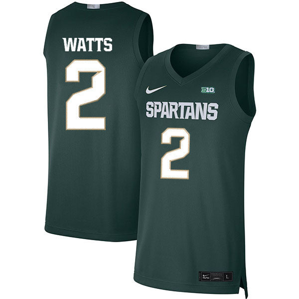 Rocket Watts 2 Green College Football Jersey football jersey product view 1