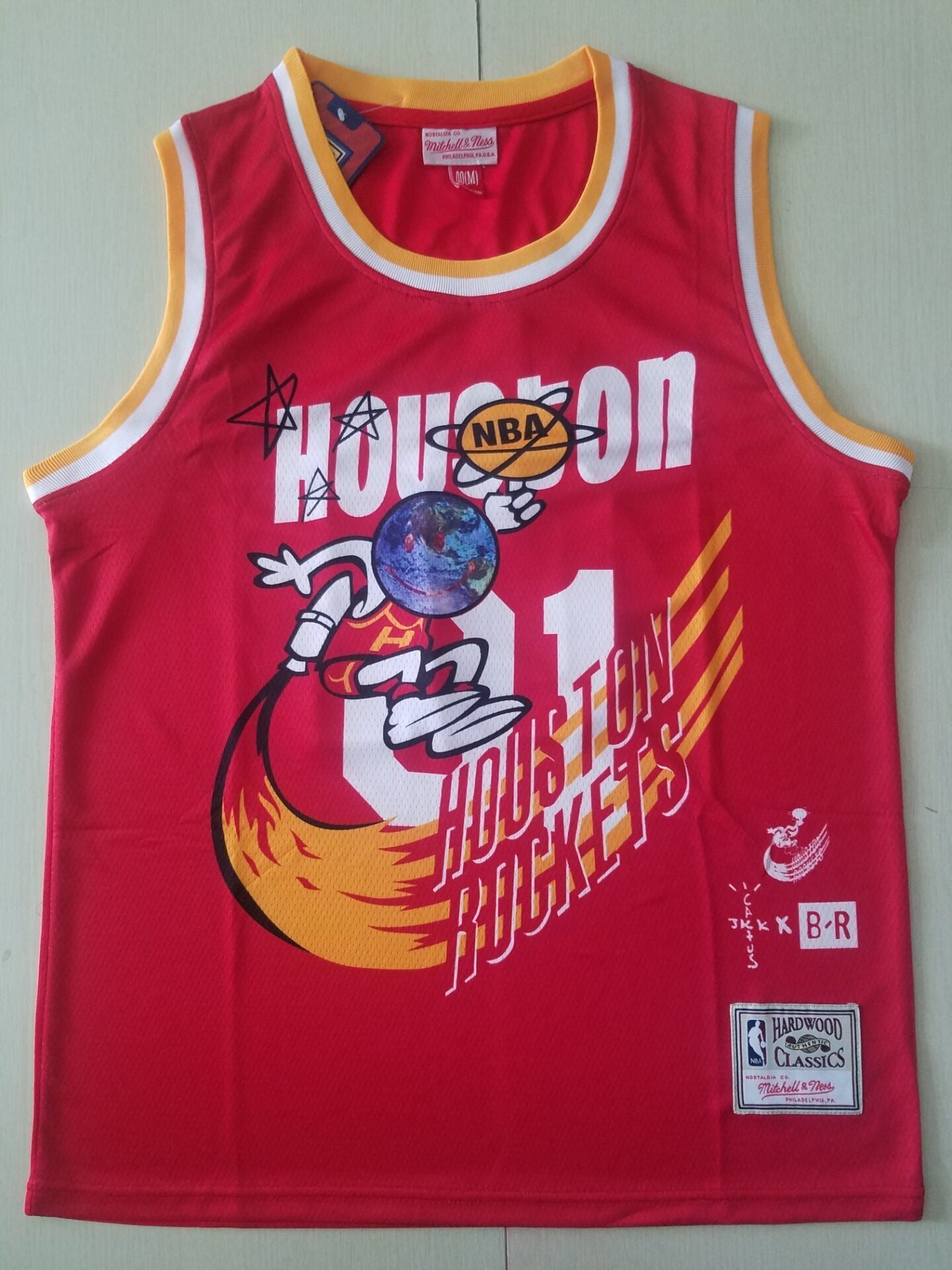 Rockets #01 JACK Travis Scott Mitchell Ness Bleacher Report Rockets Collaboration Jersey Style 2 basketball jersey product view 1
