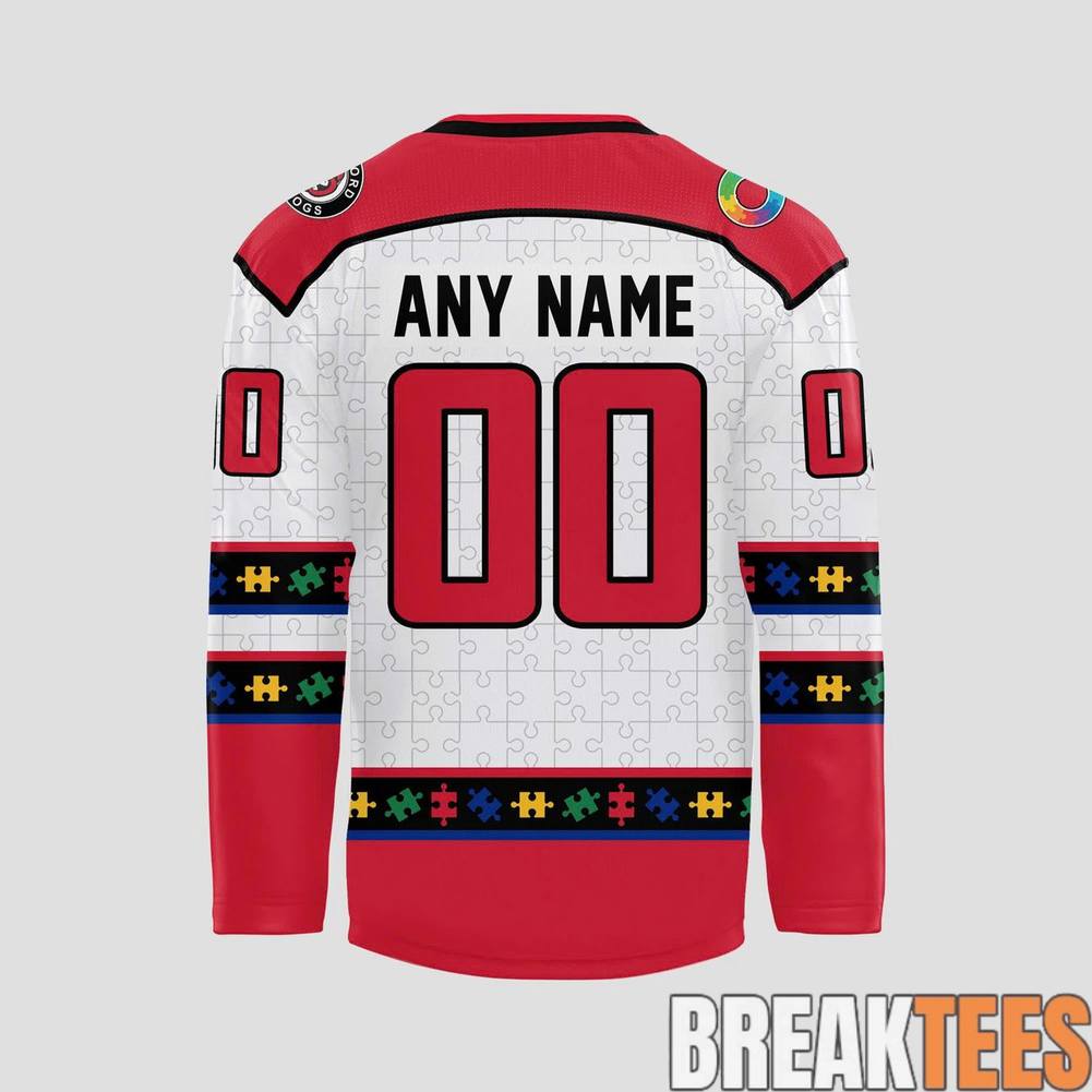 Rockford IceHogs 2026 Autism Awareness Custom Hockey Jersey hockey jersey product view 3
