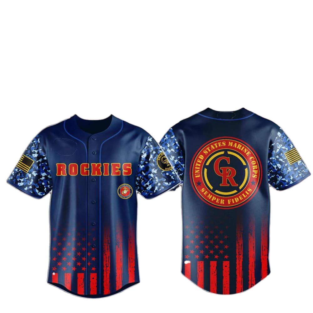 Rockies Marine Corps Military Appreciation Baseball Jersey 2025 baseball jersey product view 1
