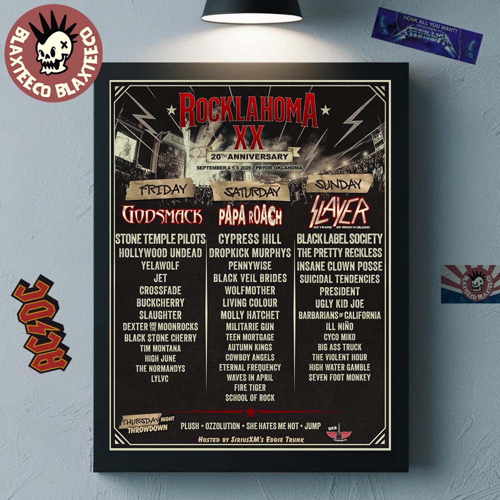 Rocklahoma 20th Anniversary 2026 Full Lineup In Pryor Oklahoma On September 4 5 6 2026 Home Decor Poster Canvas - T-Shirt, Sweatshirt, Hoodie