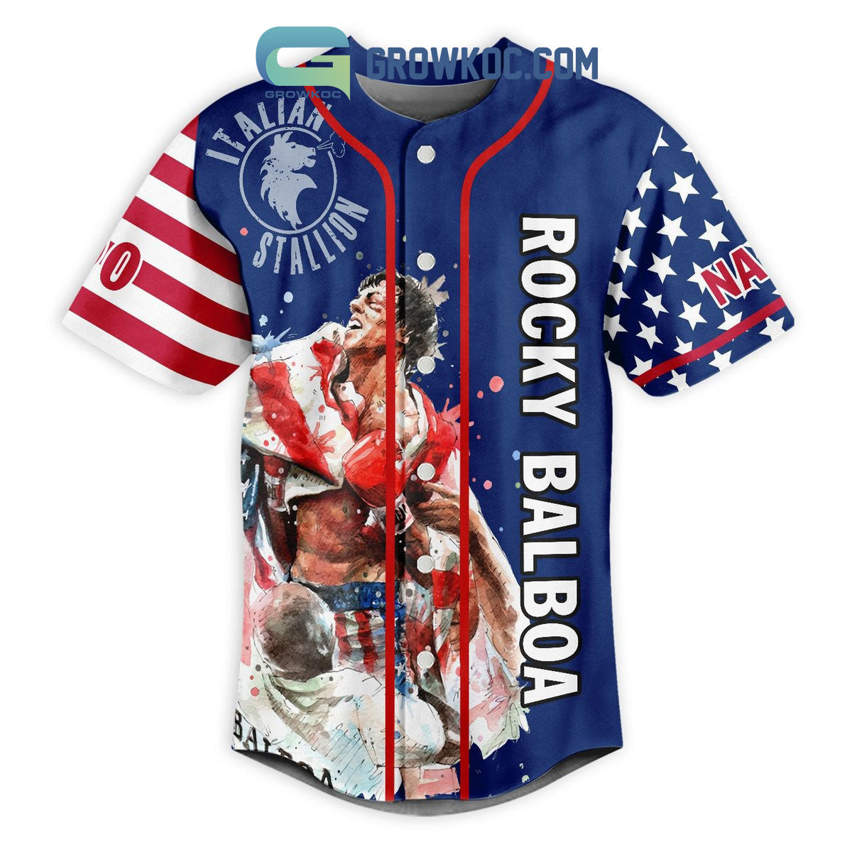 Rocky Balboa Go The Distance Personalized Baseball Jersey baseball jersey product view 3