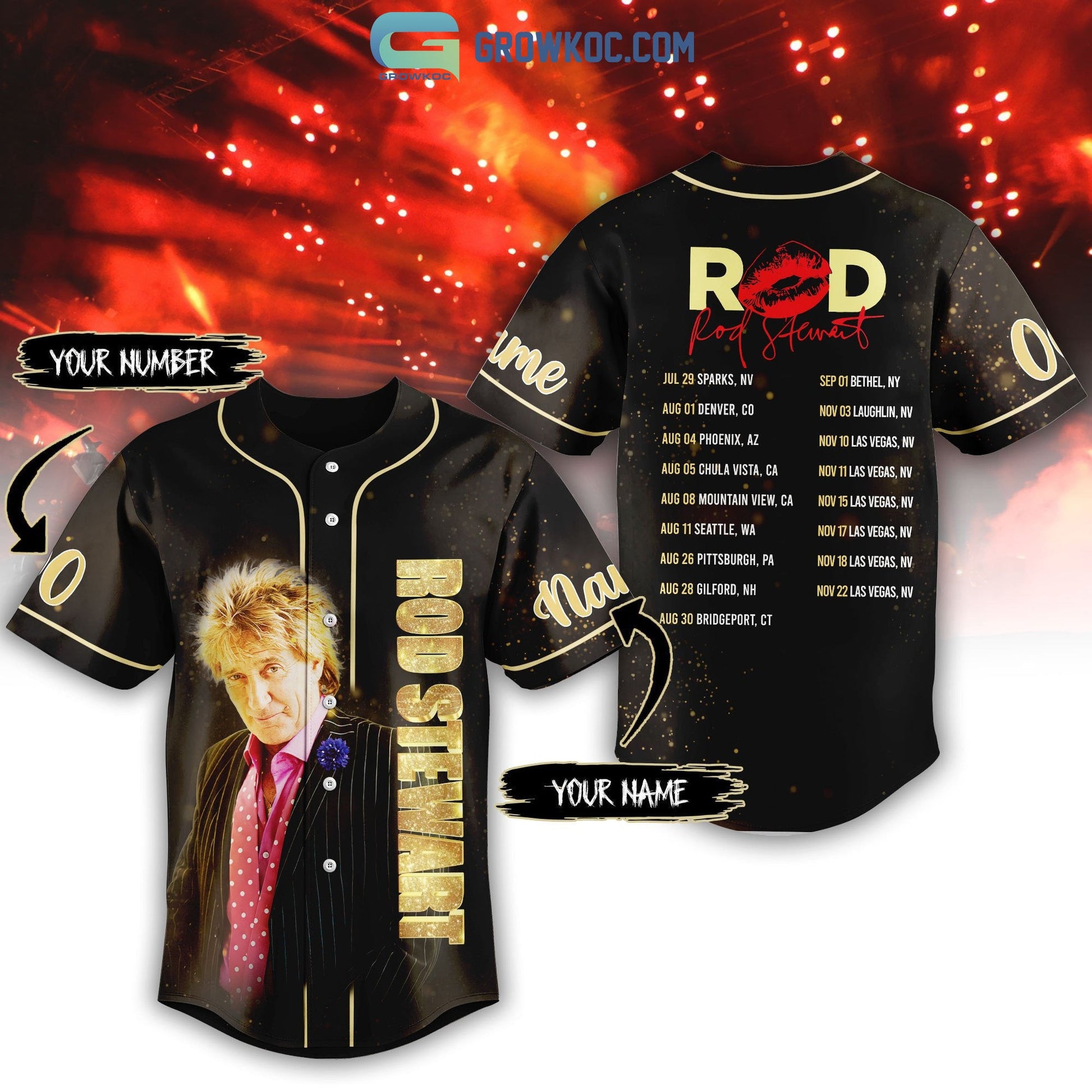 Rod Stewart Live Tour 2023 Personalized Baseball Jersey baseball jersey product view 1