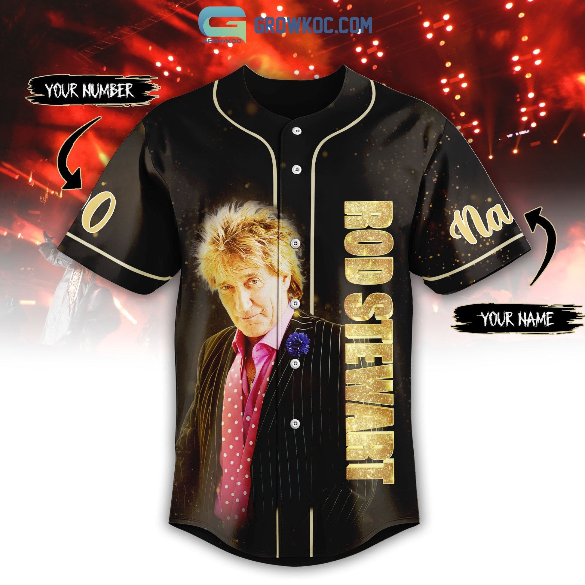 Rod Stewart Live Tour 2023 Personalized Baseball Jersey baseball jersey product view 2