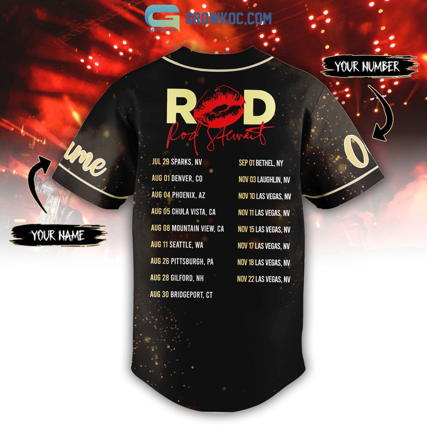 Rod Stewart Live Tour 2023 Personalized Baseball Jersey baseball jersey product view 3