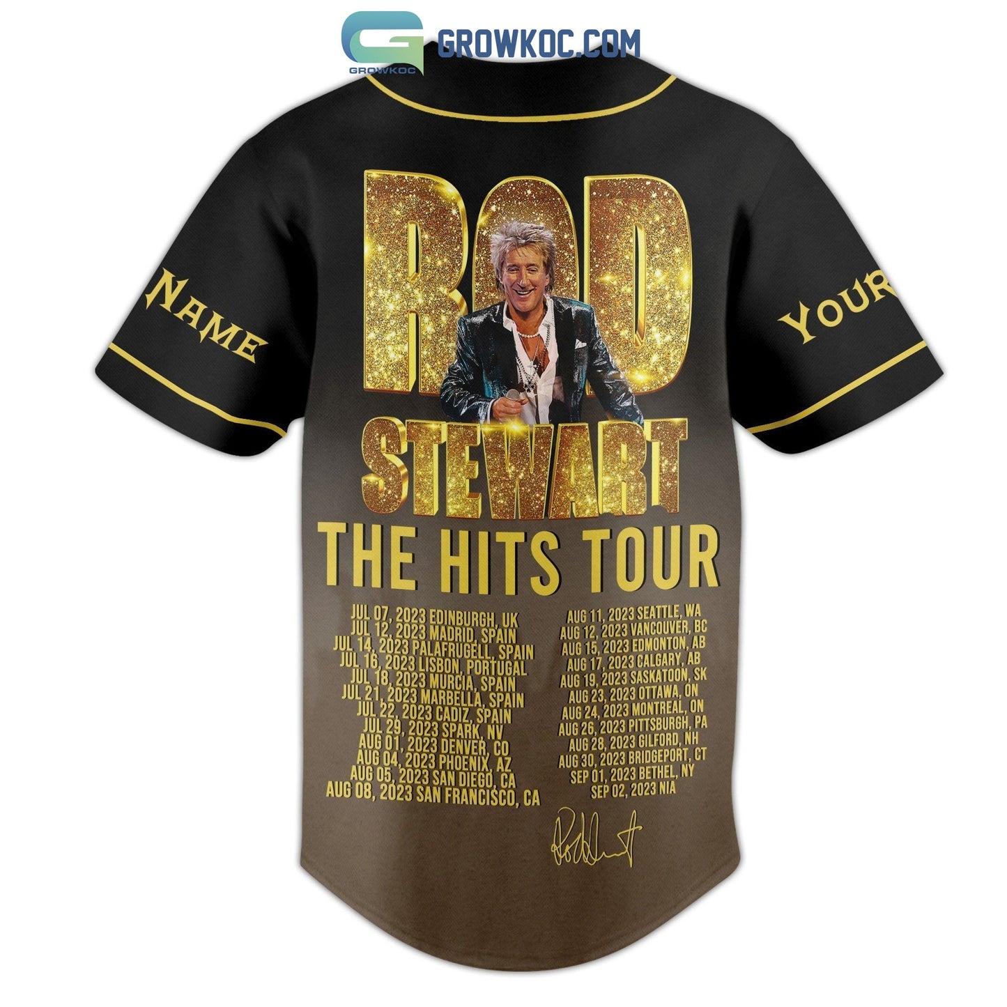 Rod Stewart The Hits Tour 2023 Personalized Baseball Jersey baseball jersey product view 2