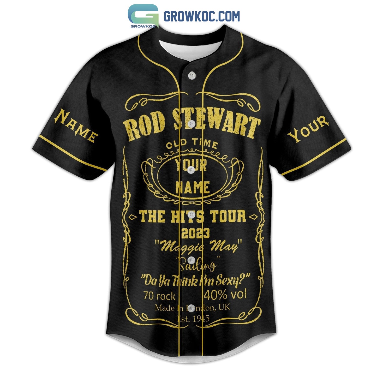 Rod Stewart The Hits Tour 2023 Personalized Baseball Jersey baseball jersey product view 3