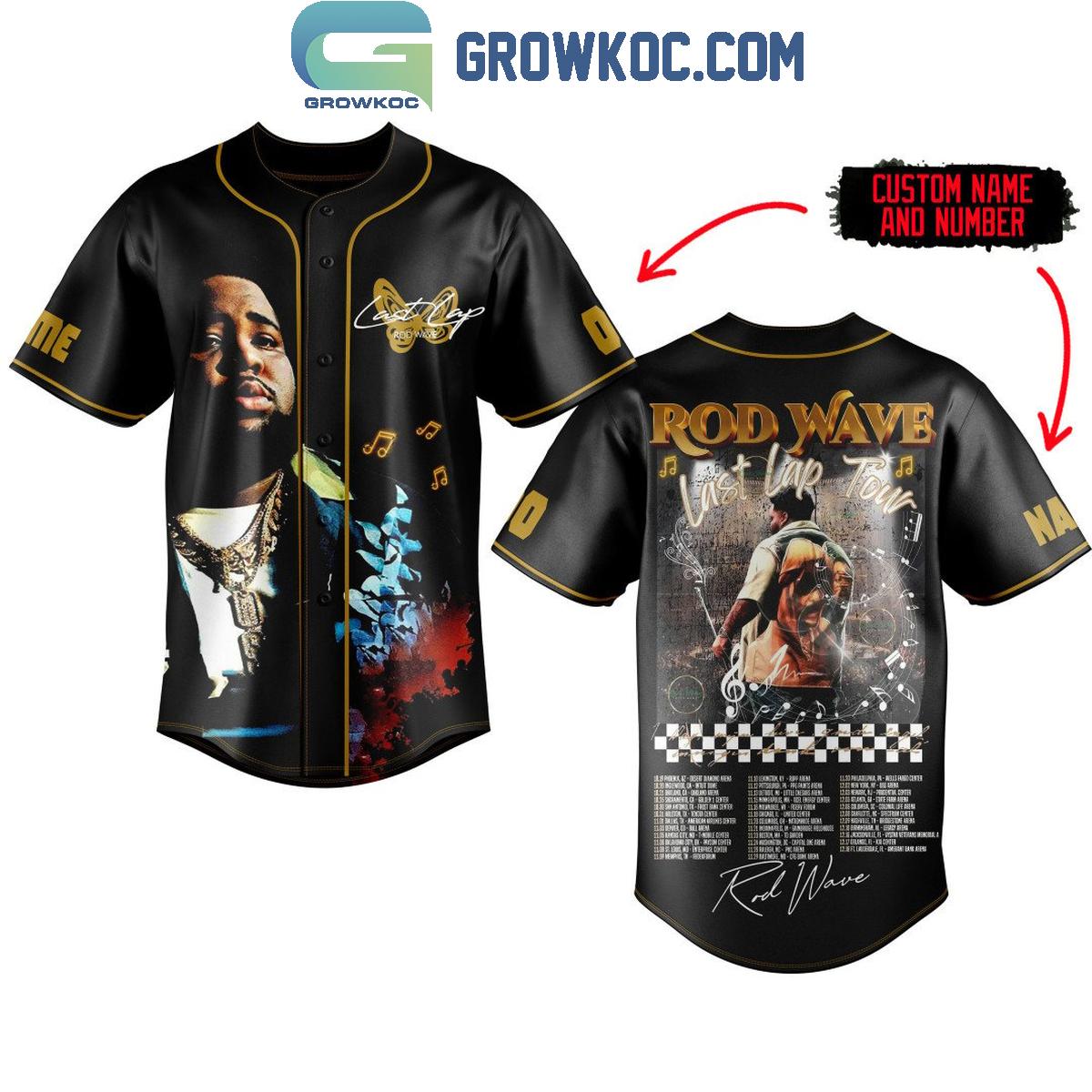 Rod Wave Celebrating The Last Lap Tour Memories Personalized Baseball Jersey baseball jersey product view 1