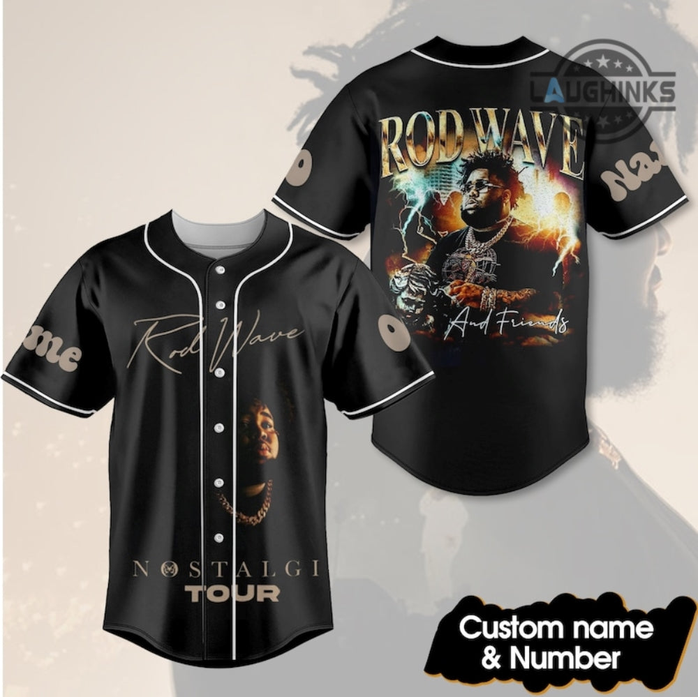 Rod Wave Concert Baseball Jersey Shirt All Over Printed Personalized Rod Wave Outfits Rod Wave Nostalgia Merch Rodwave Shirts Custom Name 2023 Tour Goat Shirts NEW baseball jersey product view 1