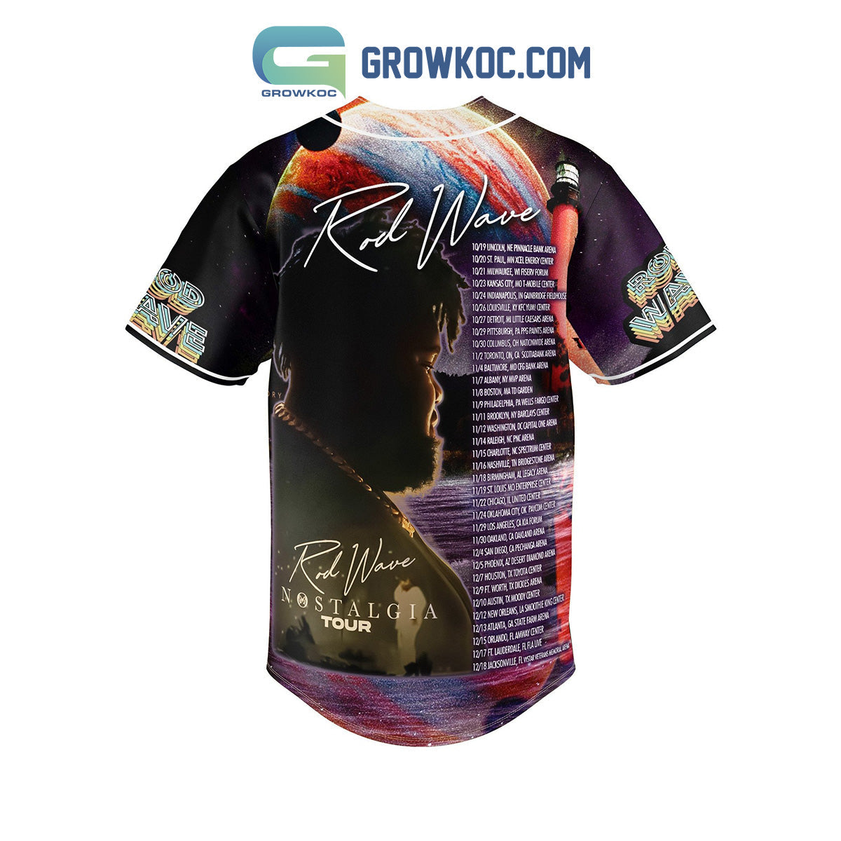 Rod Wave Nostalgia Tour In Three Month Baseball Jersey baseball jersey product view 3