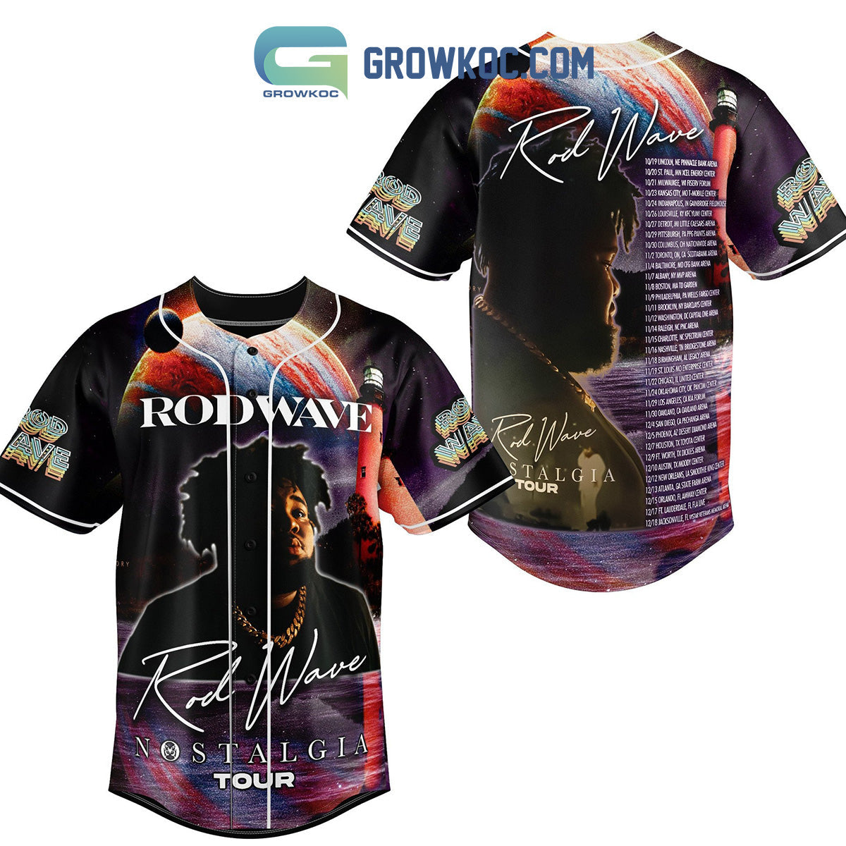 Rod Wave Nostalgia Tour In Three Month Baseball Jersey baseball jersey product view 1