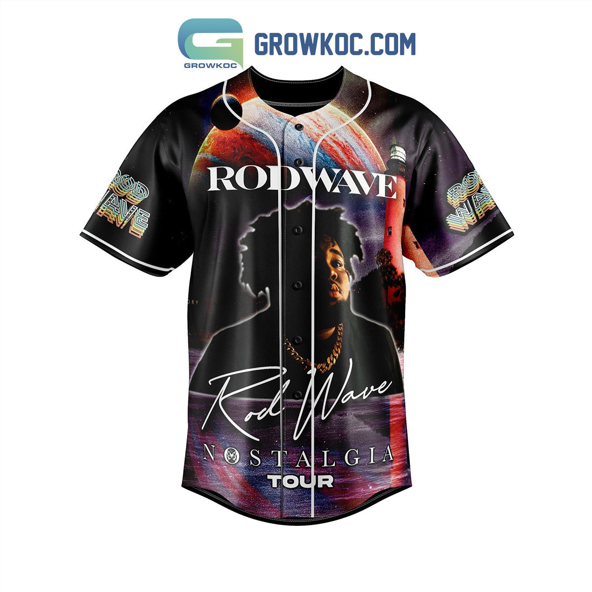 Rod Wave Nostalgia Tour In Three Month Baseball Jersey baseball jersey product view 2