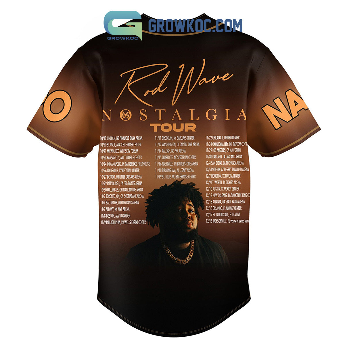 Rod Wave Nostalgia Tour Music For The Soul Hard Times And Troubles Never Sounded So Good Personalized Baseball Jersey baseball jersey product view 3