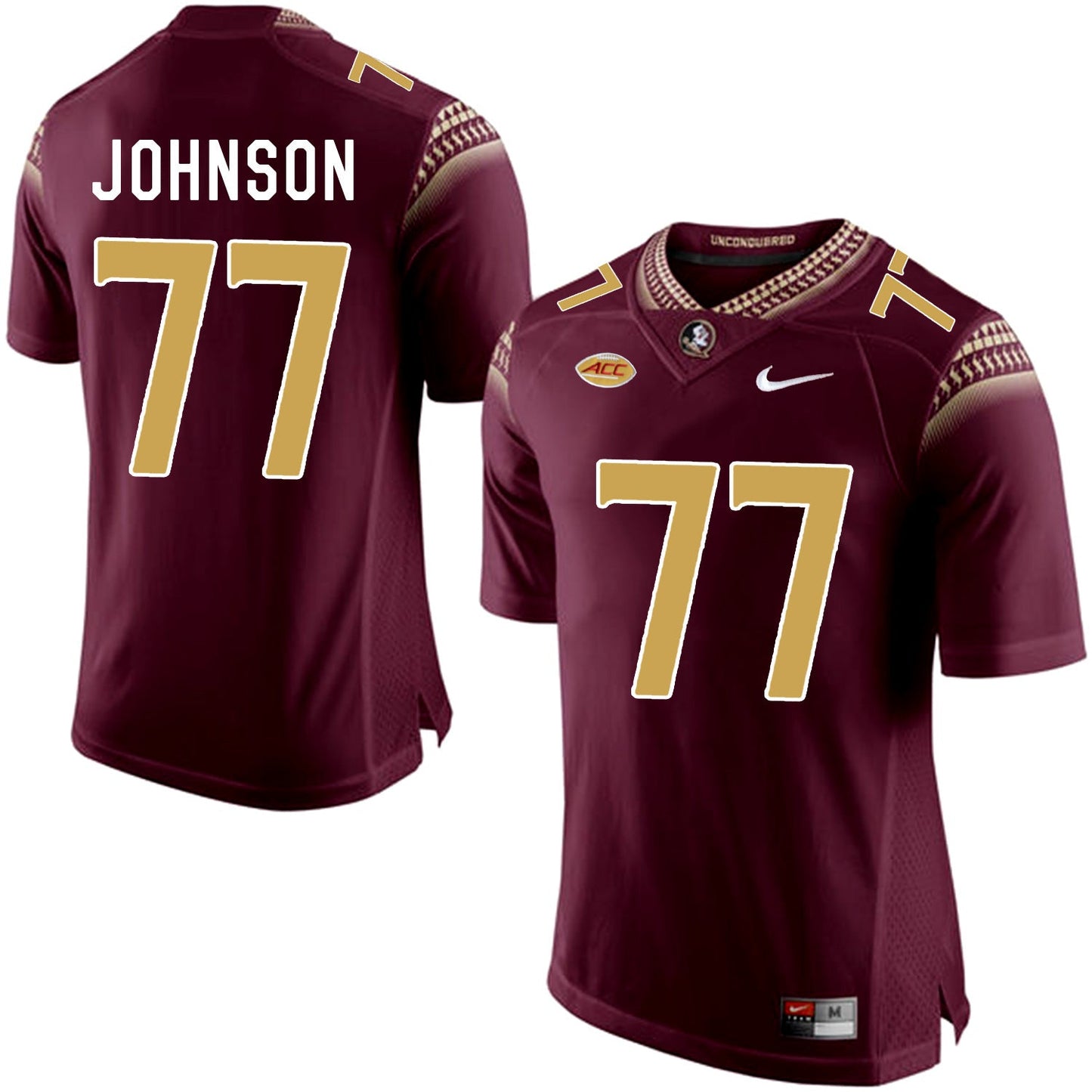 Roderick Johnson 77 Burgundy College Football Jersey football jersey product view 1