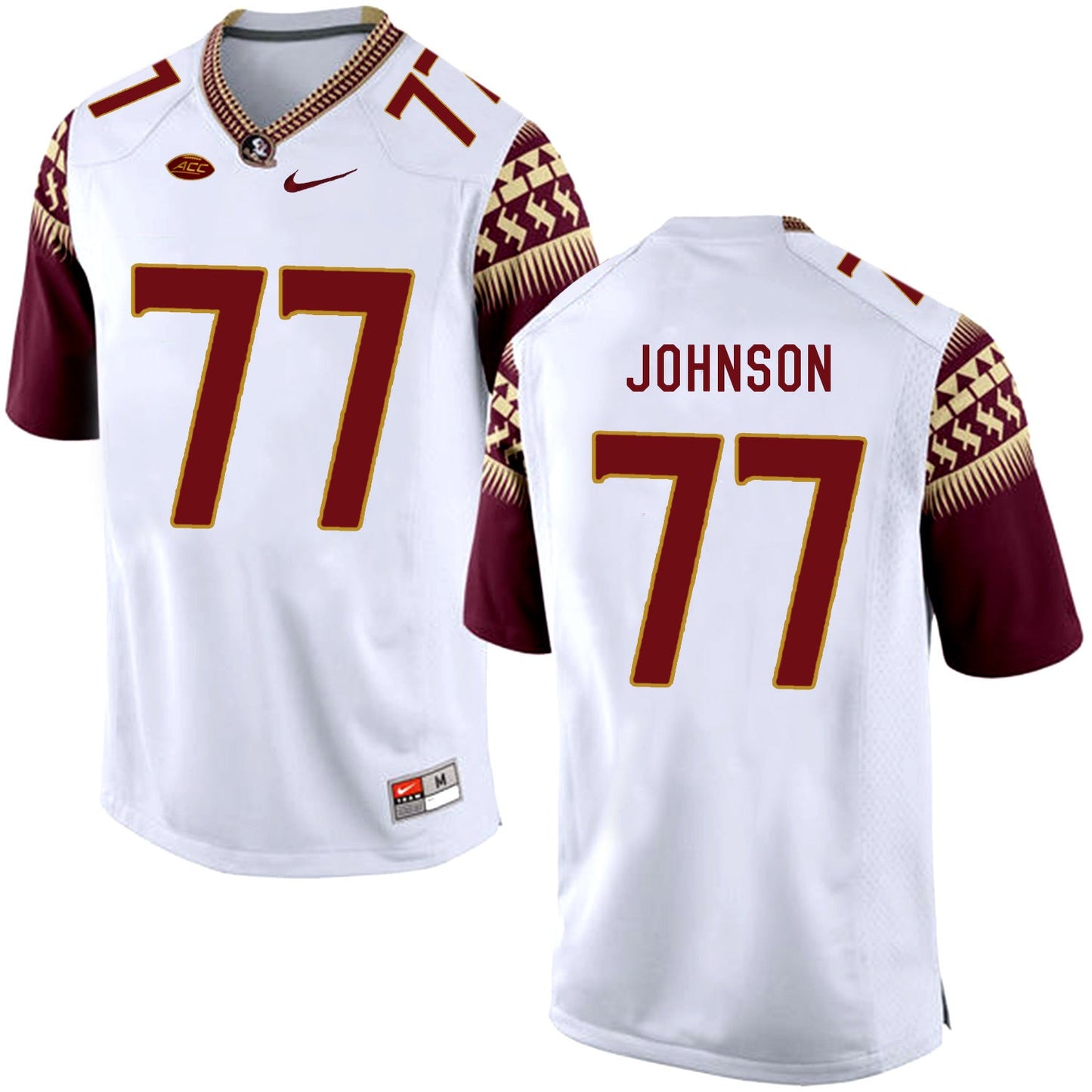Roderick Johnson 77 White College Football Jersey football jersey product view 1