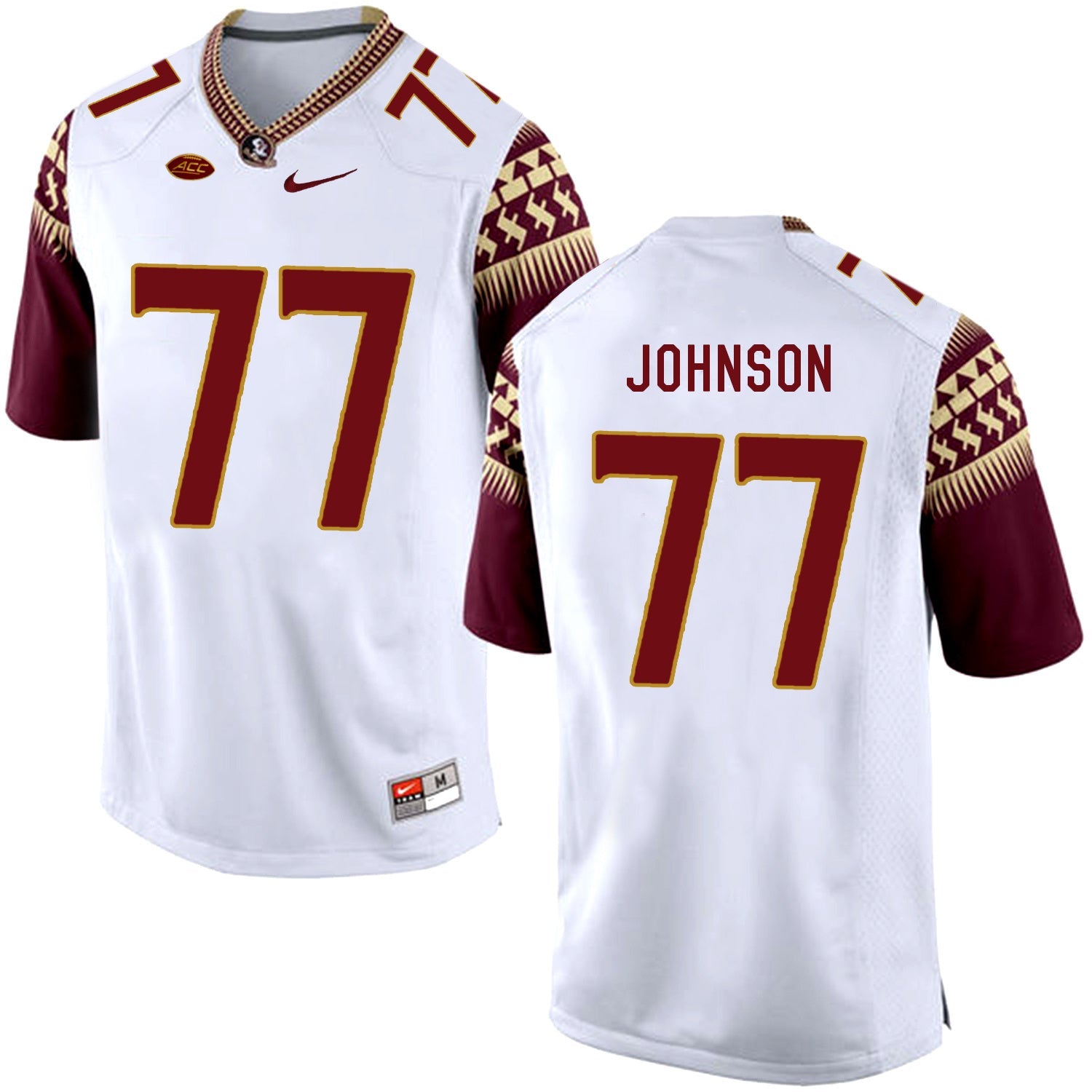 Roderick Johnson 77 White College Football Jersey football jersey product view 1
