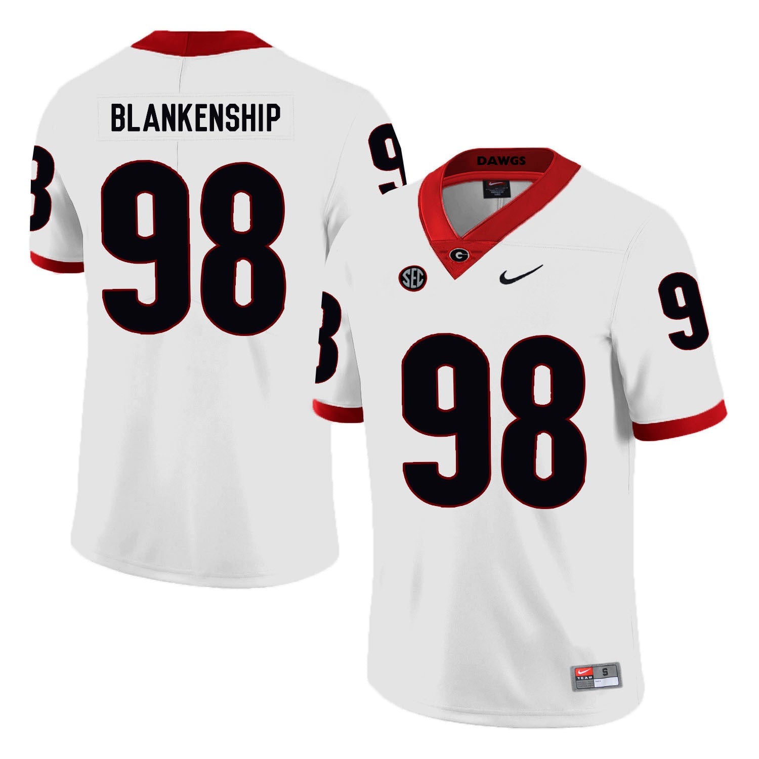 Rodrigo Blankenship 98 White College Football Jersey football jersey product view 1