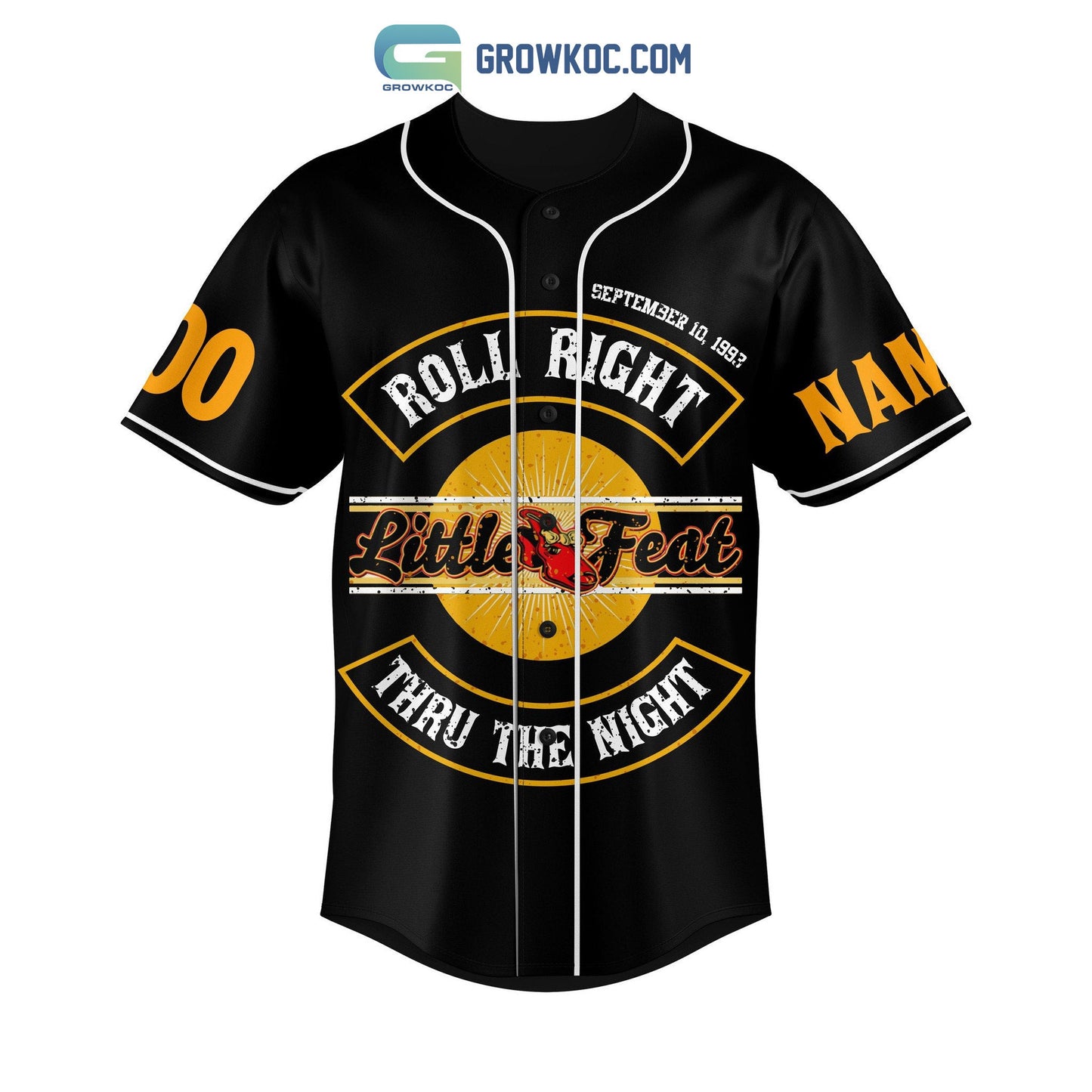 Roll Right Little Feat Thru The Night Personalized Baseball Jersey baseball jersey product view 2