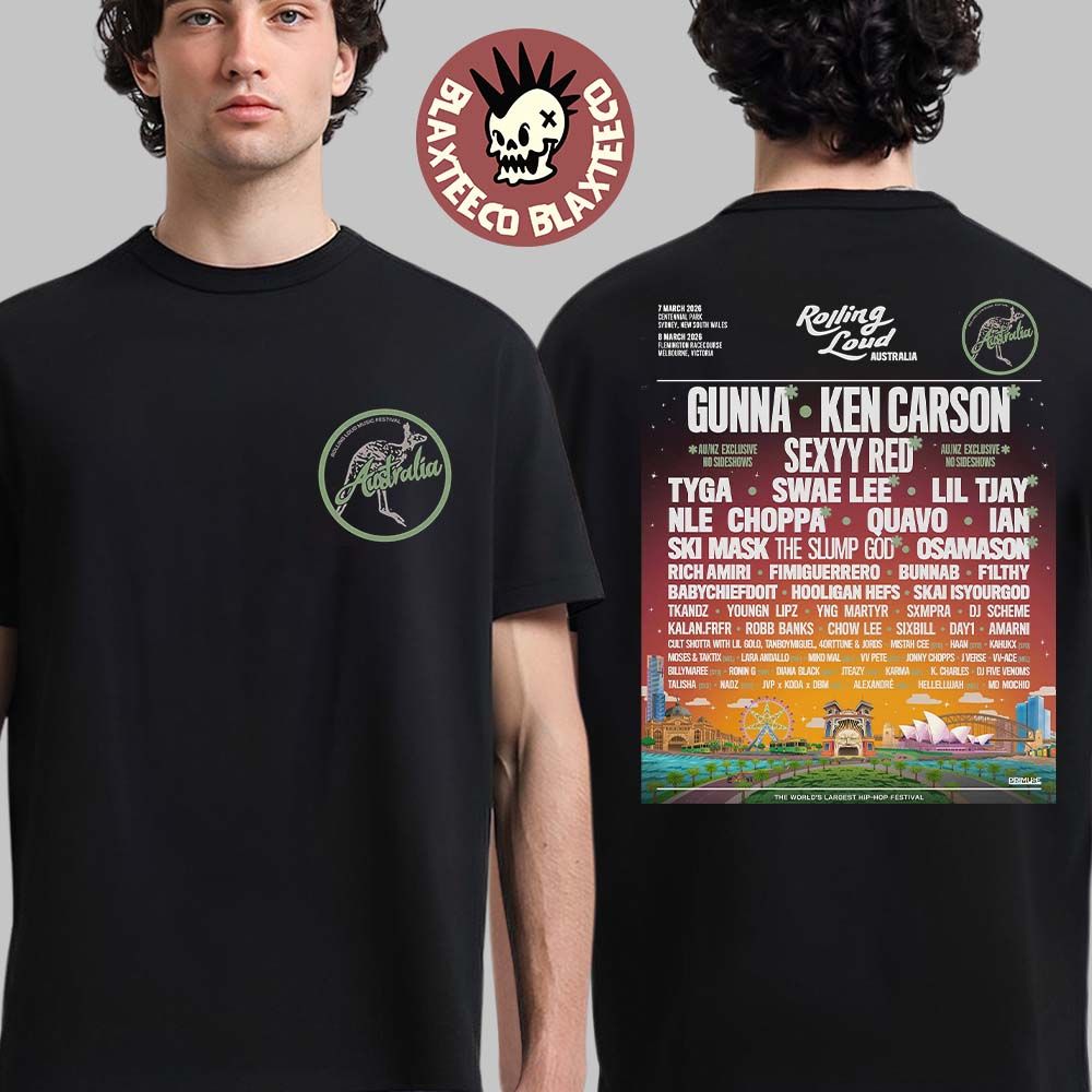 Rolling Loud Australia 2026 Festival Full Lineup In Sydney And Melbourne On 7 And 8 March 2026 Two Sided T-Shirt - T-Shirt, Sweatshirt, Hoodie