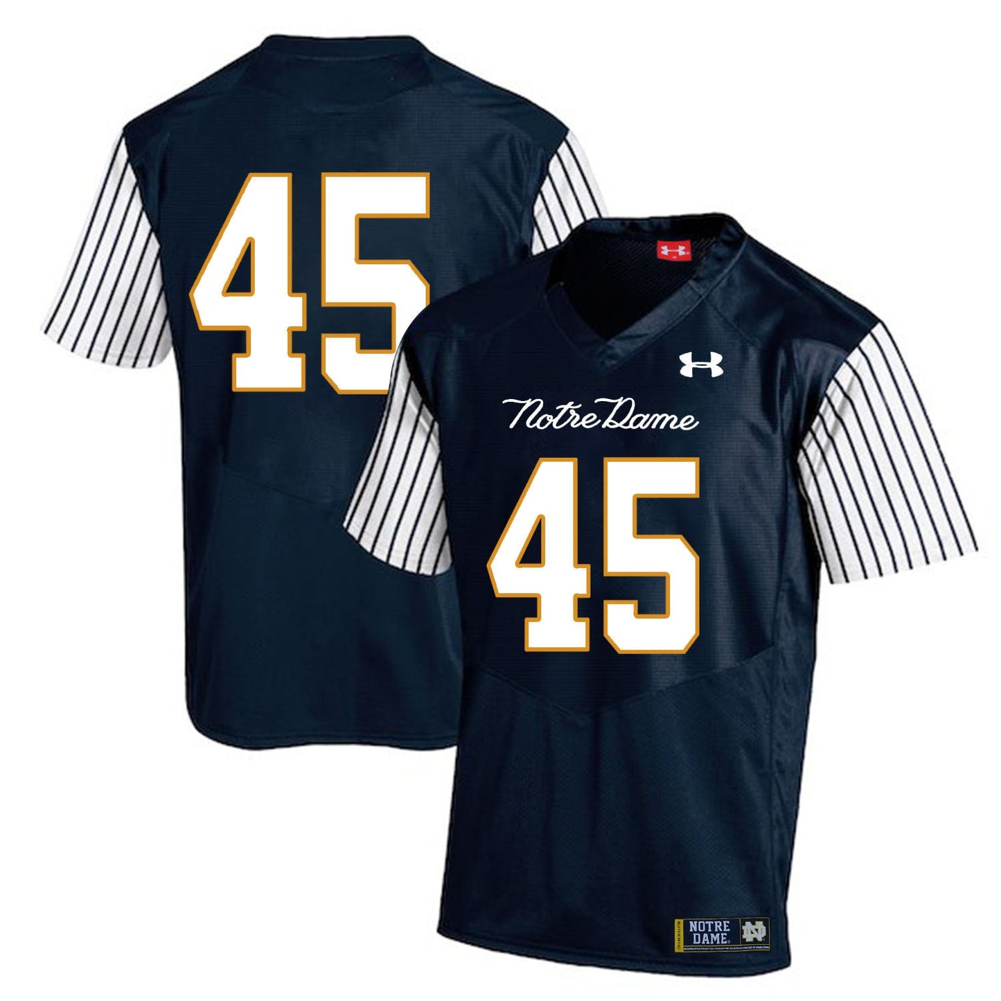 Romeo Okwara 45 Striped Blue College Football Jersey football jersey product view 1