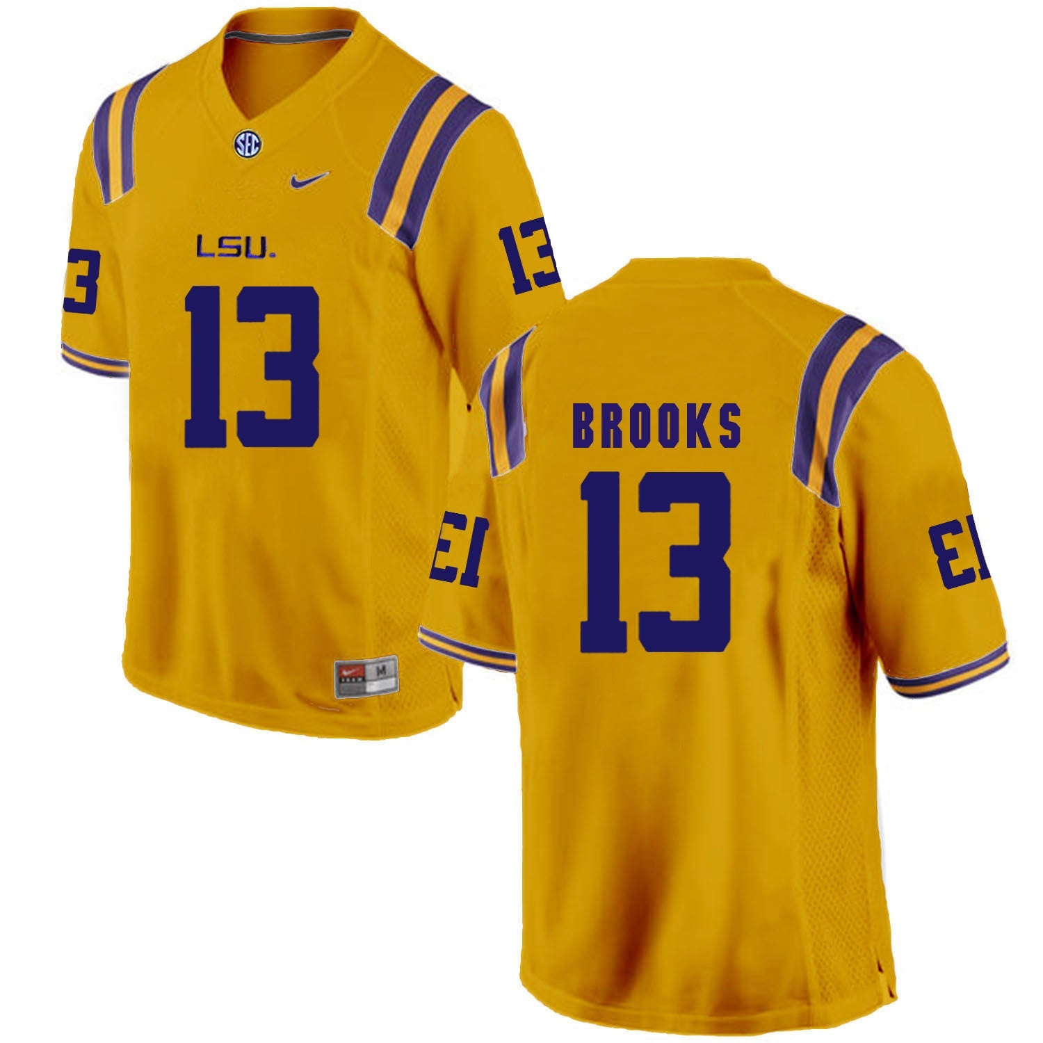 Ron Brooks 13 Gold College Football Jersey football jersey product view 1