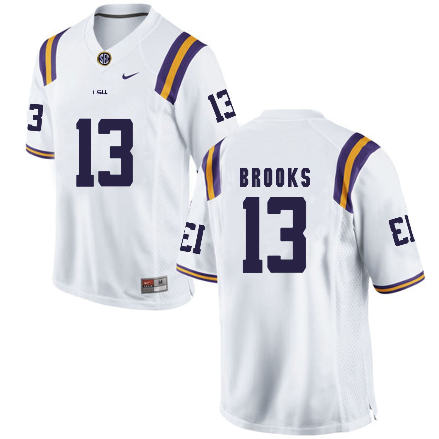 Ron Brooks 13 White College Football Jersey football jersey product view 1