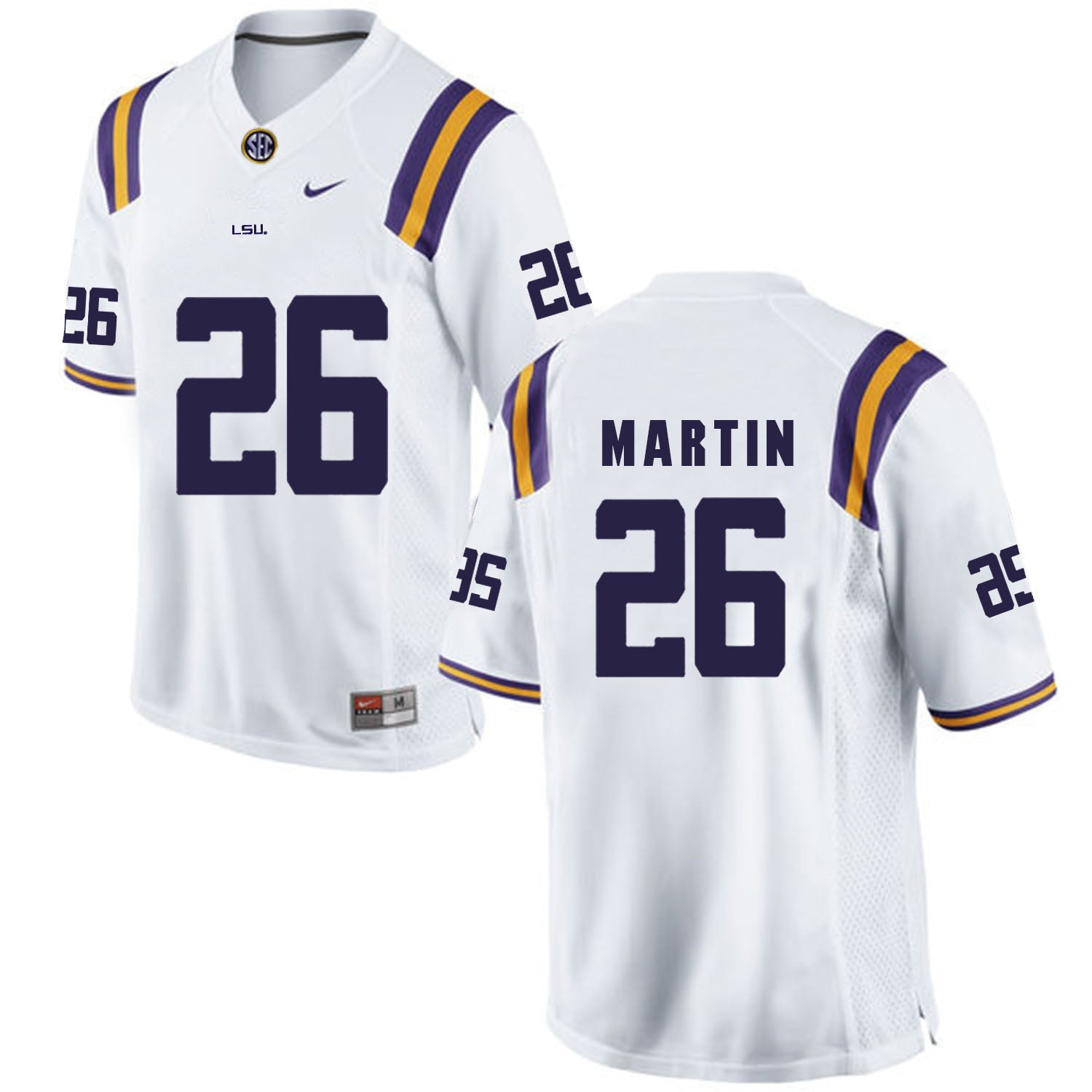 Ronald Martin 26 White Style 2 College Football Jersey football jersey product view 1