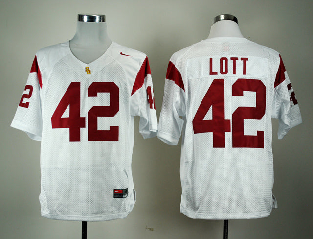 Ronnie Lott 42 White College Football Jersey football jersey product view 1