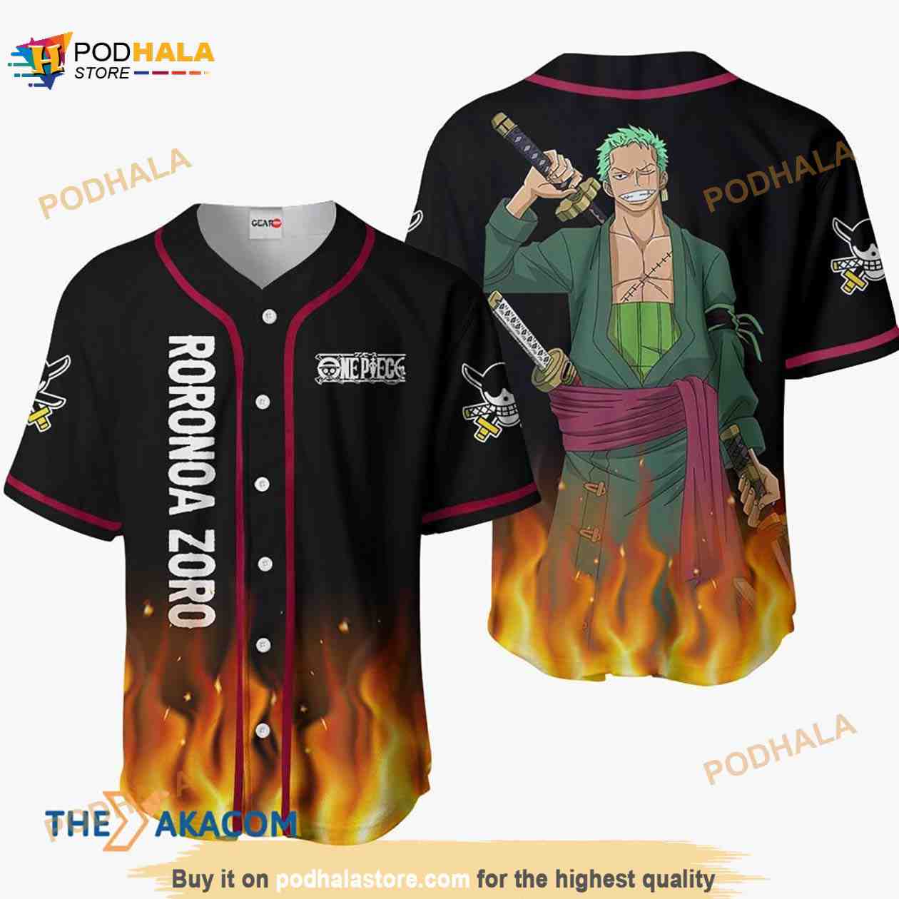 Roronoa Zoro Anime 3D Baseball Jersey Shirt baseball jersey product view 1