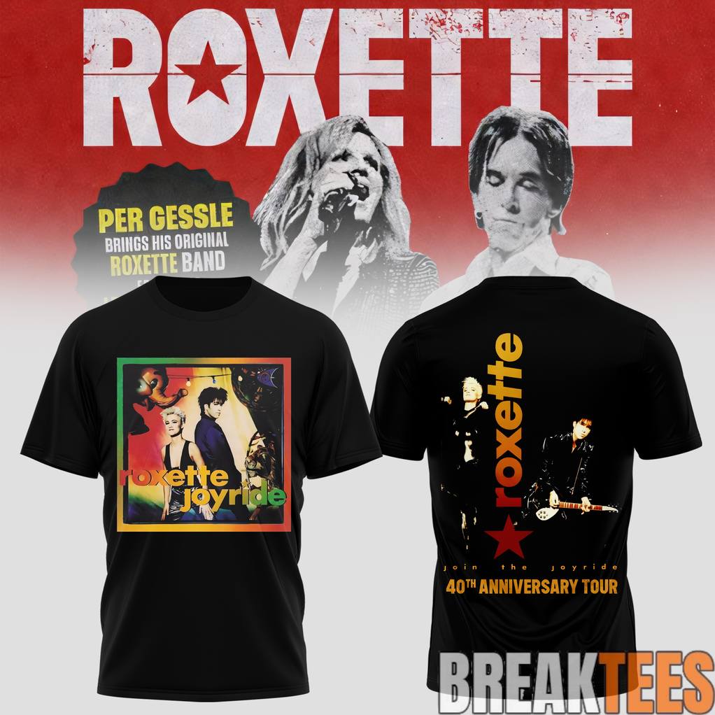 Roxette 40th Anniversary Tour 2026 Shirt Unisex T-shirt, Sweatshirt, Hoodie, Long Sleeve Tee - T-Shirt, Sweatshirt, Hoodie