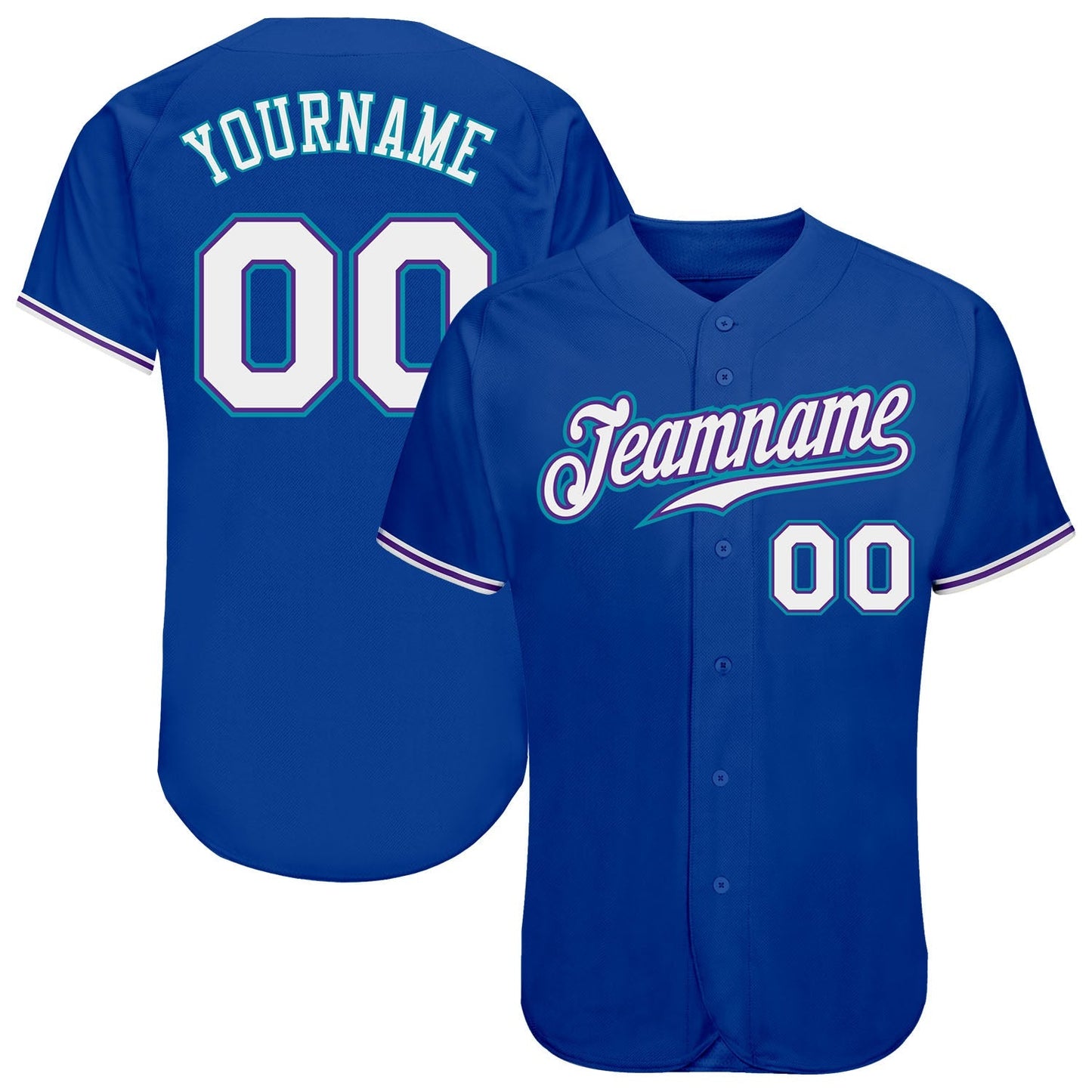 Custom Royal White-Teal Authentic Baseball Jersey baseball jersey product view 1