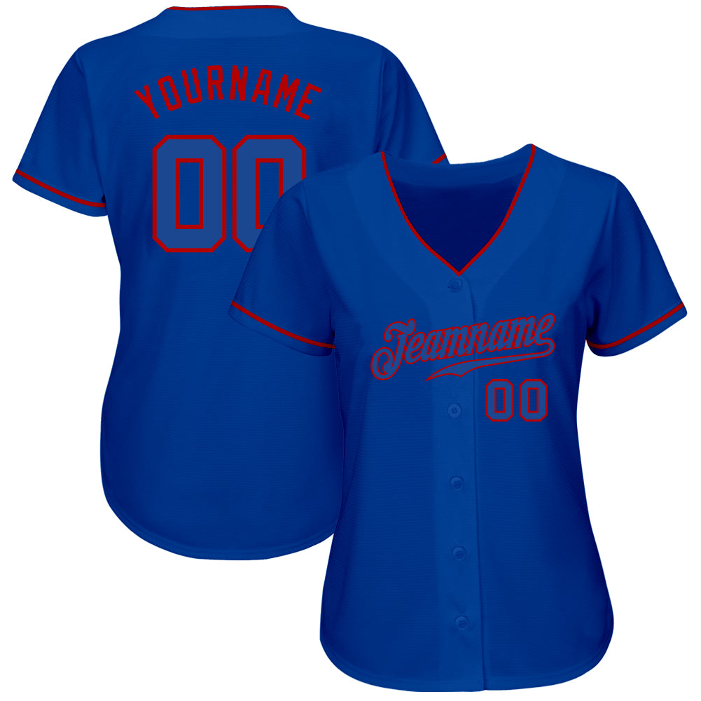 Custom Royal Royal-Red Authentic Baseball Jersey baseball jersey product view 2